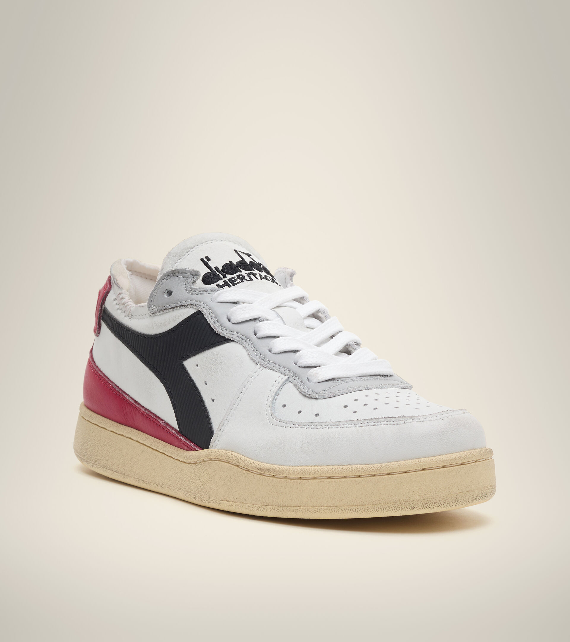 Footwear Heritage UNISEX MI BASKET ROW CUT WHITE/GARNET/BLACK Diadora