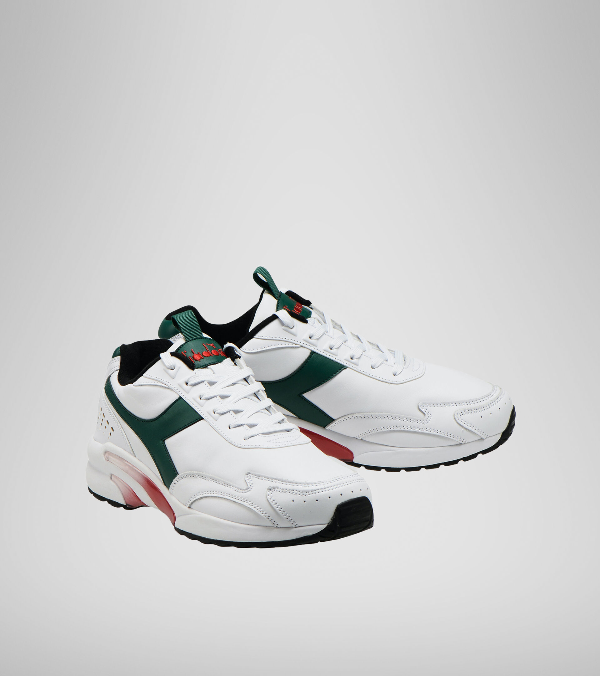 Sports shoe - Unisex DISTANCE 280 LEATHER WHITE/GREEN EVERGREEN - Diadora