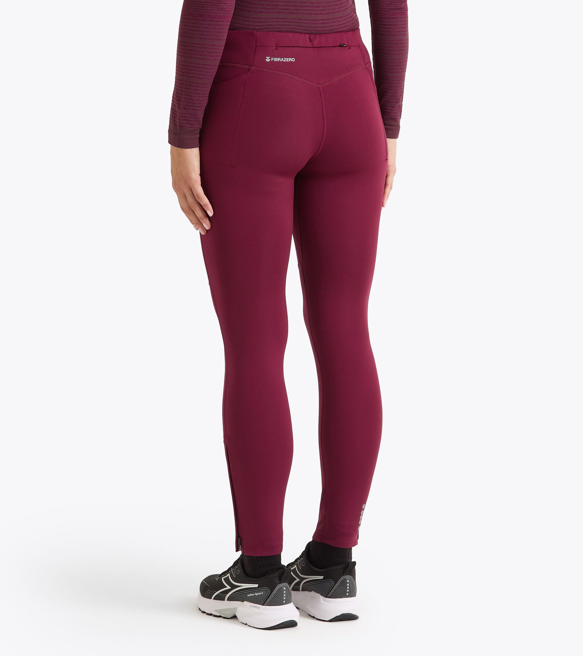 Leggings termoregolanti con filati FIBRAZERO - Winter protection - Donna L. RUN TIGHTS WINTER PROTECTION ROSSO GRANATA - Diadora