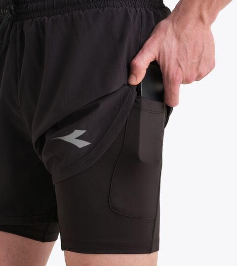 2-in-1 Running Shorts - Men&rsquo;s SHORTS 2IN1 5 BLACK - Diadora