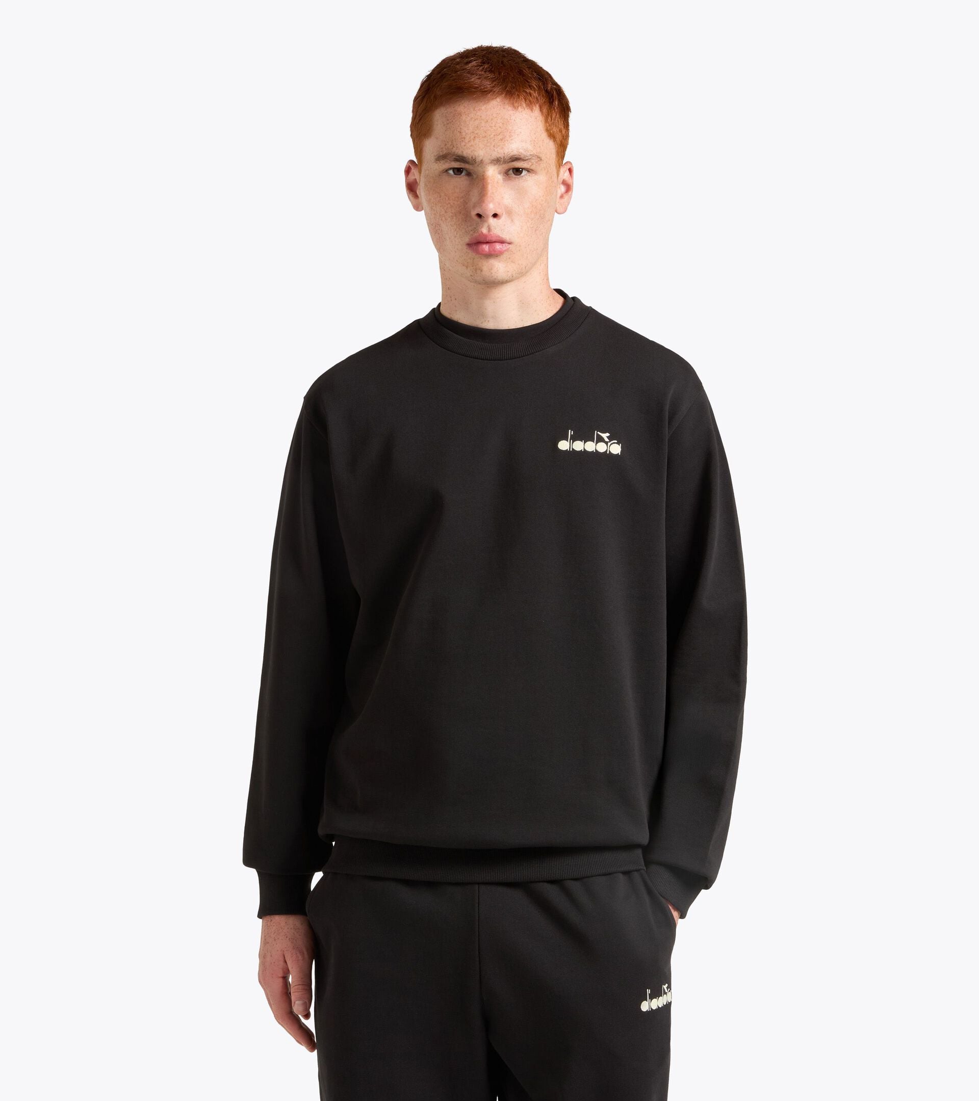 Jersey Sweatshirt - Regular fit - Men&rsquo;s LOGO CREW SWEATSHIRT (FT) BLACK - Diadora