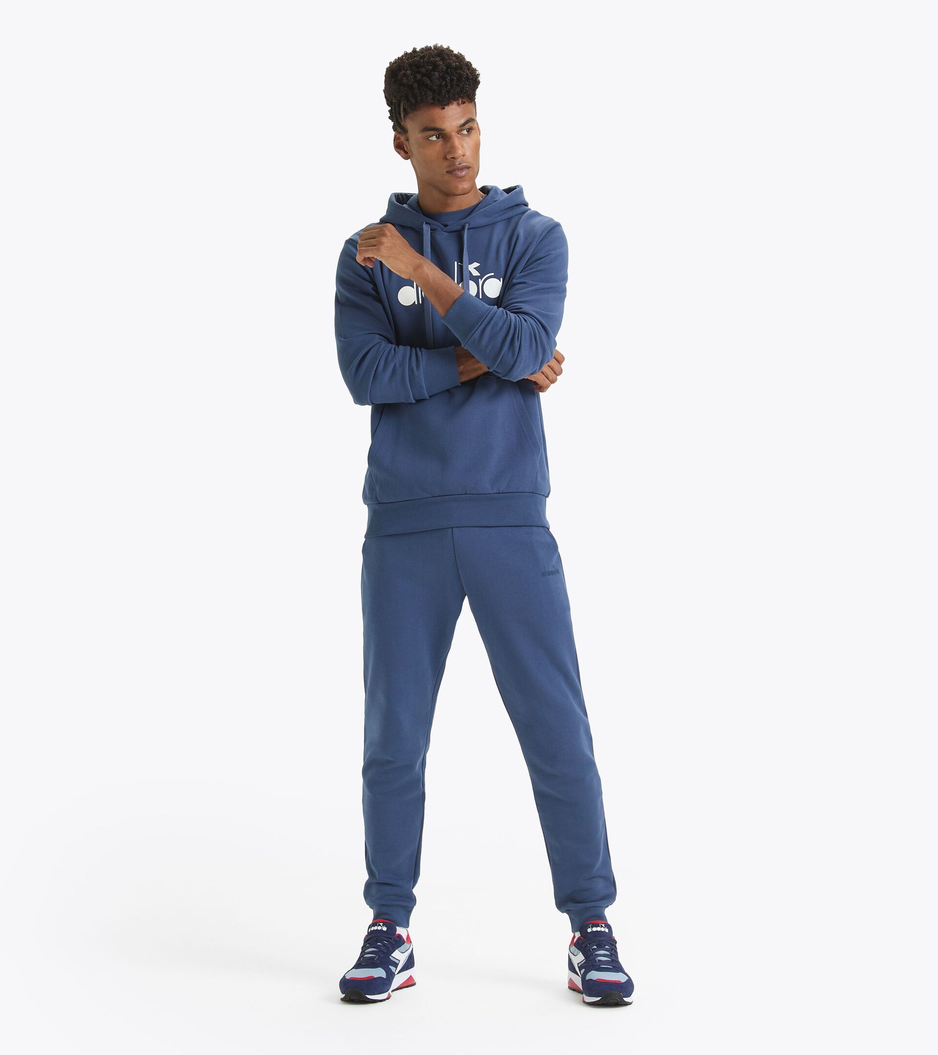 Felpa sportiva con cappuccio - Made in Italy - Gender Neutral HOODIE LOGO BLU OCEANA - Diadora