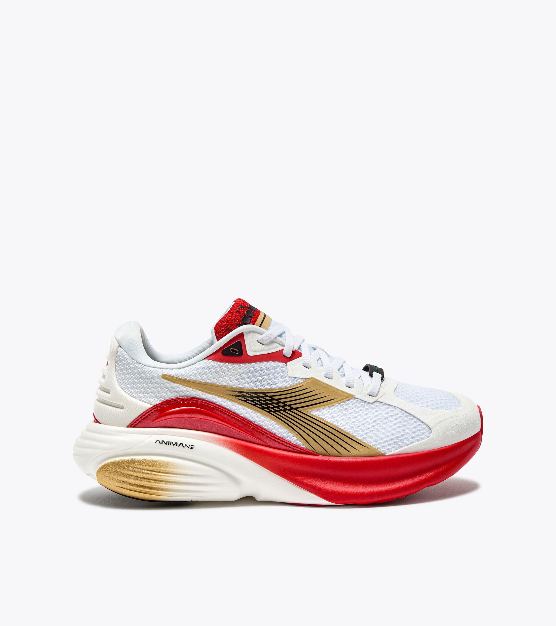 Made in Italy running shoe - Lightness and cushioning - All-Gender ATOMO STAR WHITE/METALLIC GOLD/FIERY RED - Diadora