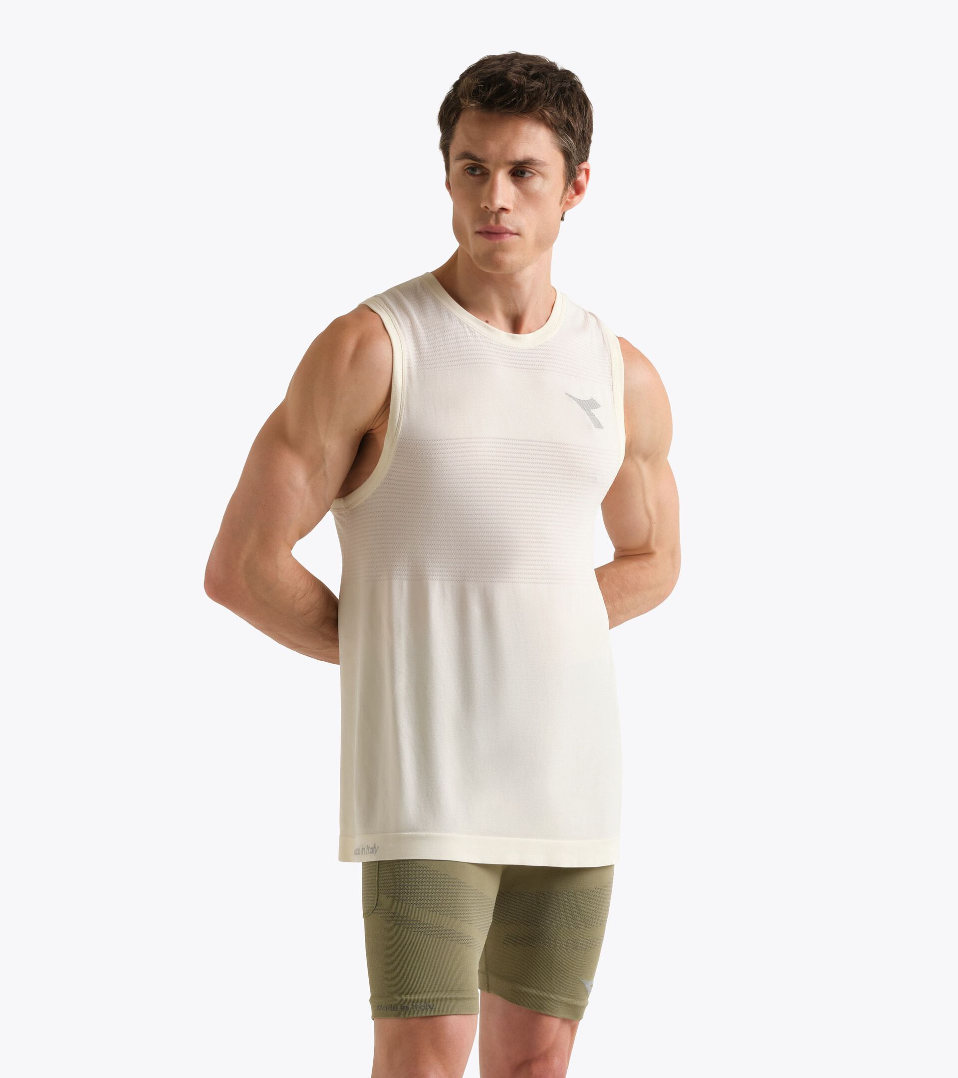 Technical tank top  for temperature control -  Running - Men&rsquo;s TANK STRATOUNO WINTER WHITE - Diadora