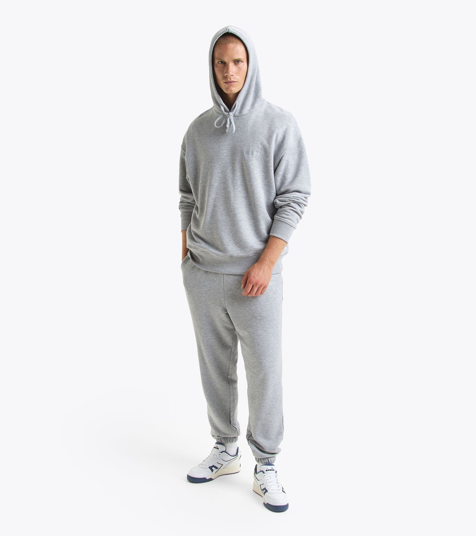 Felpa con cappuccio - Gender Neutral HOODIE ATHL. LOGO GRIGIO GRATTACIELO MELANGE - Diadora