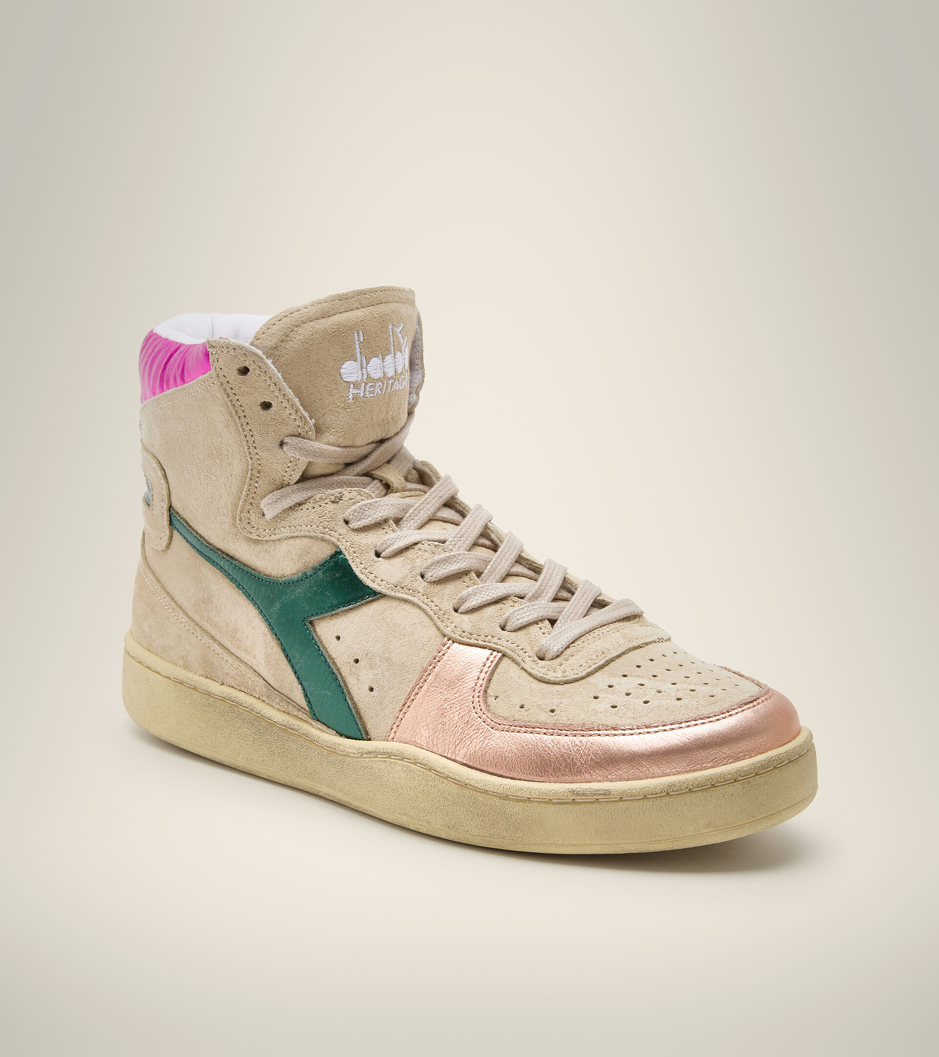 Heritage shoe - Unisex MI BASKET METAL PIGSKIN USED WN BEIGE OYSTER (25036) - Diadora
