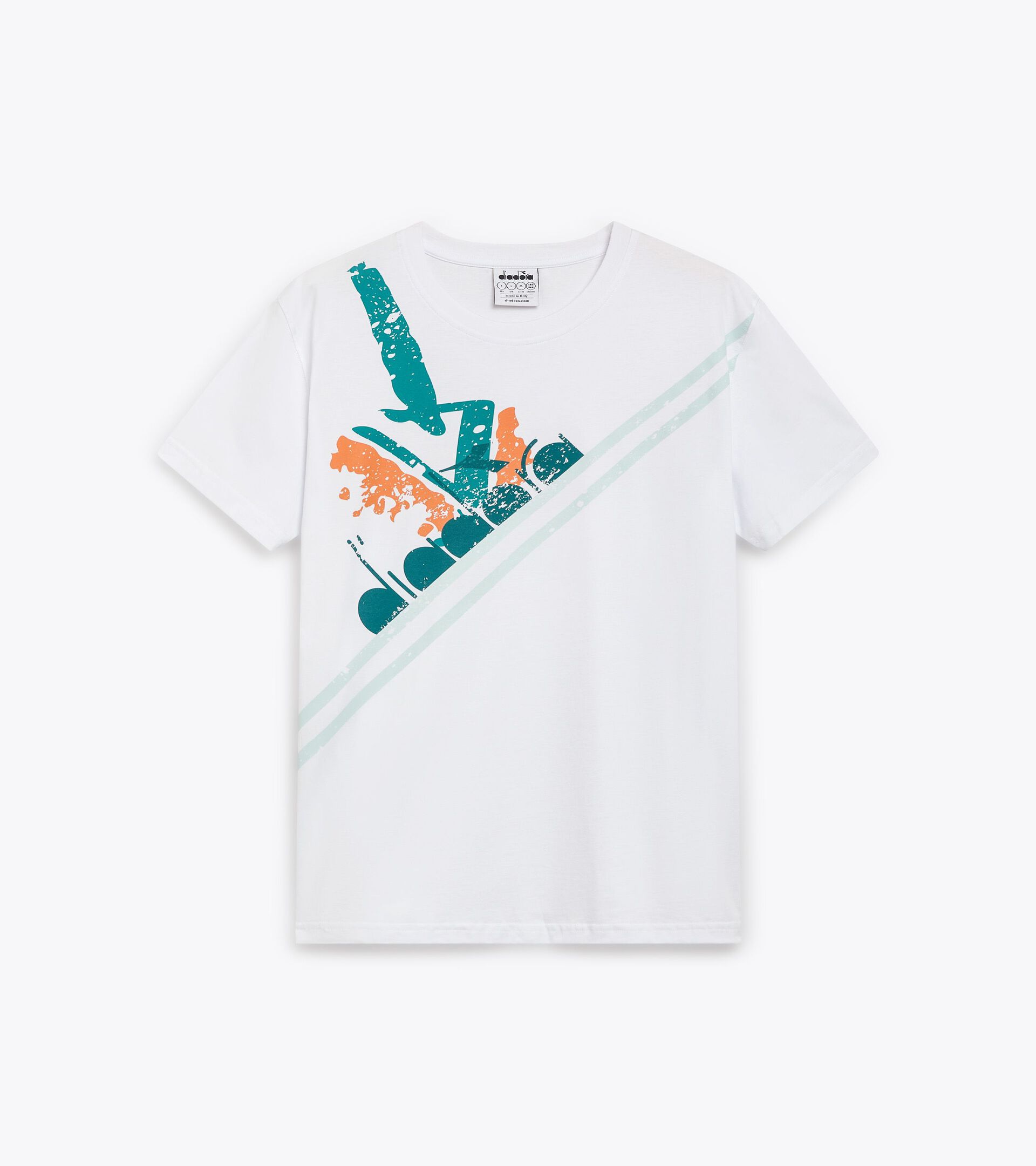 T-shirt sportiva stile anni ‘90 - Made in Italy - Uomo T-SHIRT SS TENNIS 90 VERDE-BLU CAPRI - Diadora
