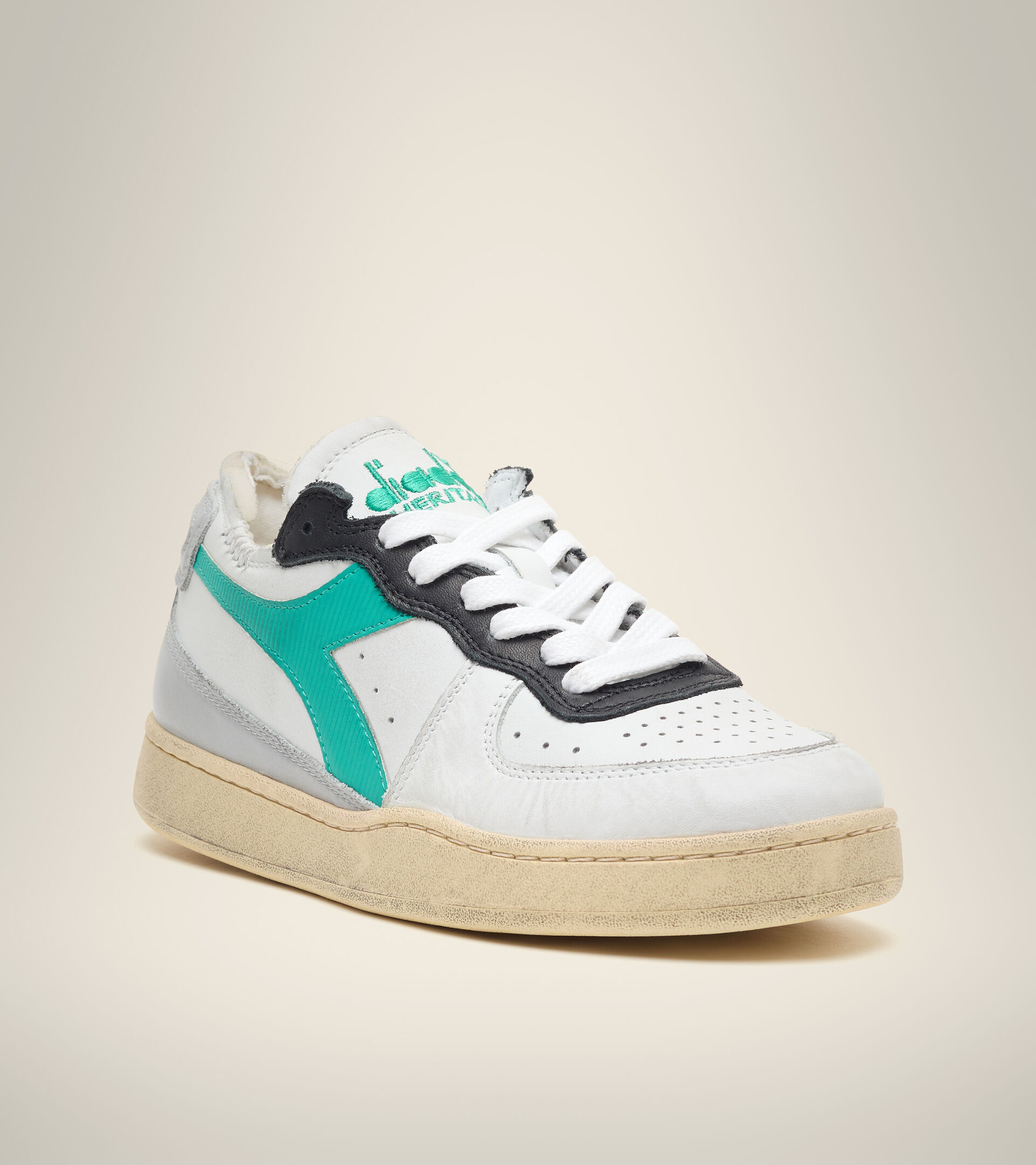 Footwear Heritage UNISEX MI BASKET ROW CUT WHITE/HIGH RISE/PEACOCK GREEN Diadora