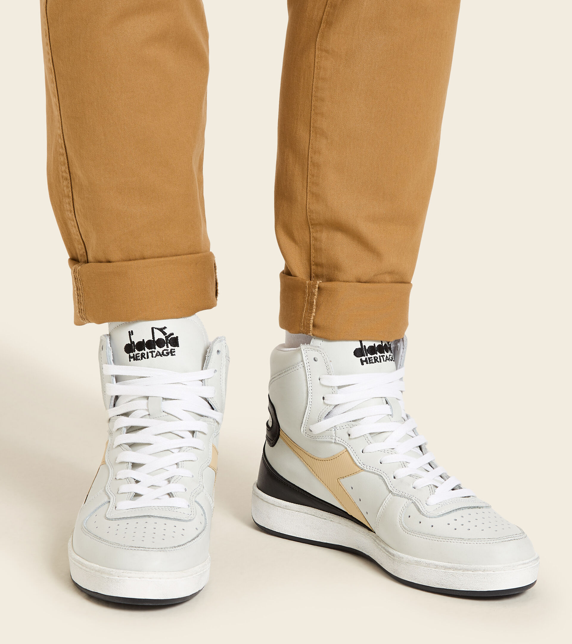 Footwear Heritage UNISEX MI BASKET USED BIANCO/BEIGE TE CHAI Diadora