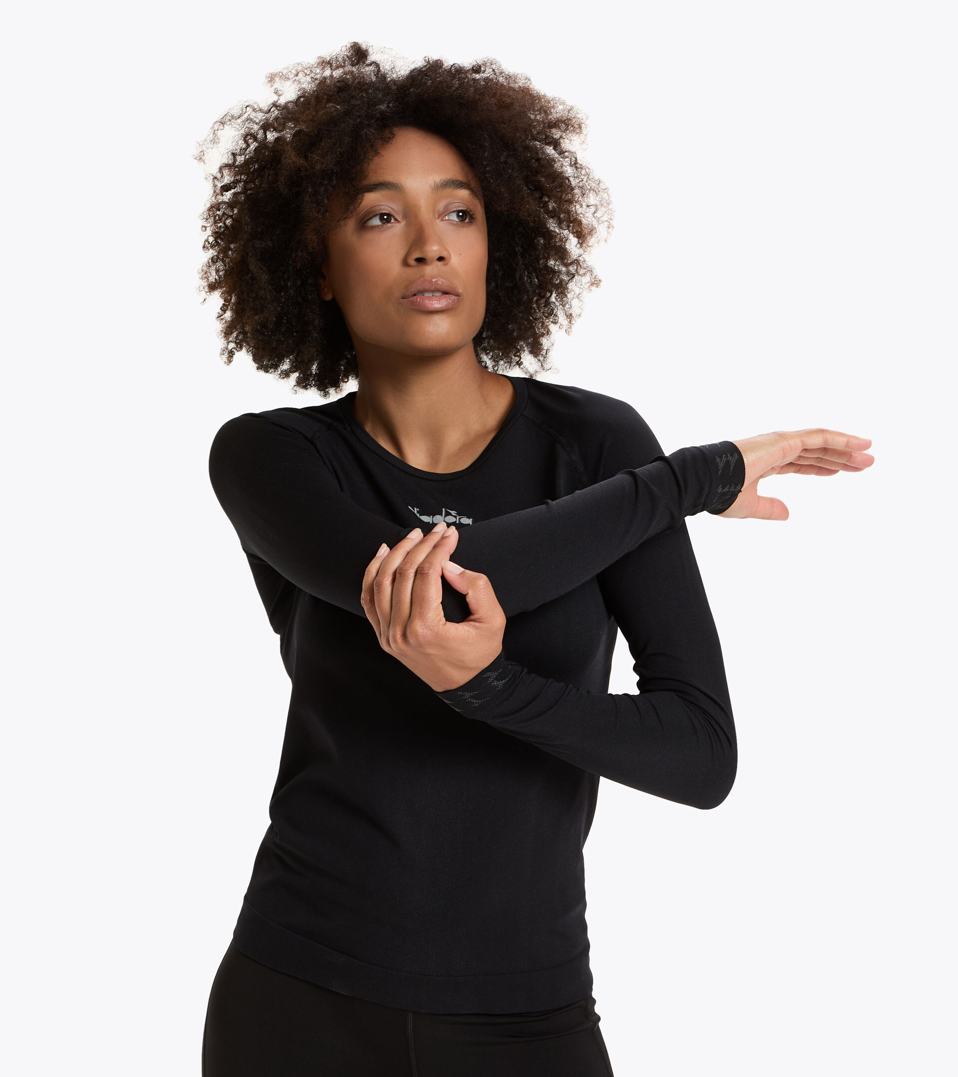 Italian-made running T-shirt - Women L. LS SKIN FRIENDLY T-SHIRT BLACK - Diadora