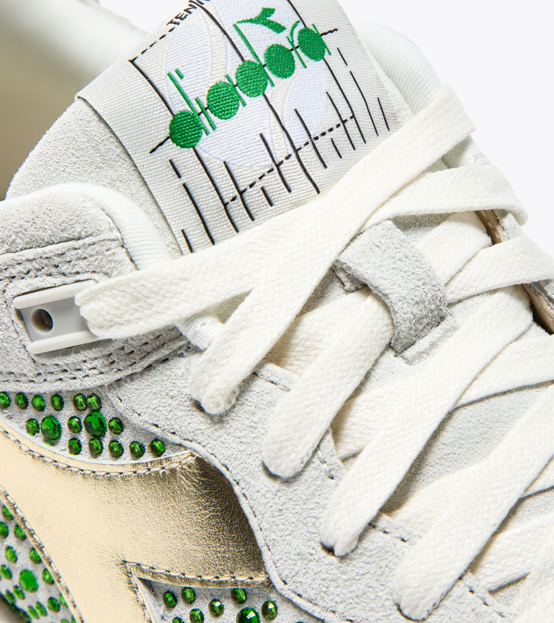 Leather Heritage sneakers -  Women’s B.560 STUDS USED WN WHITE/EMERALD GREEN - Diadora