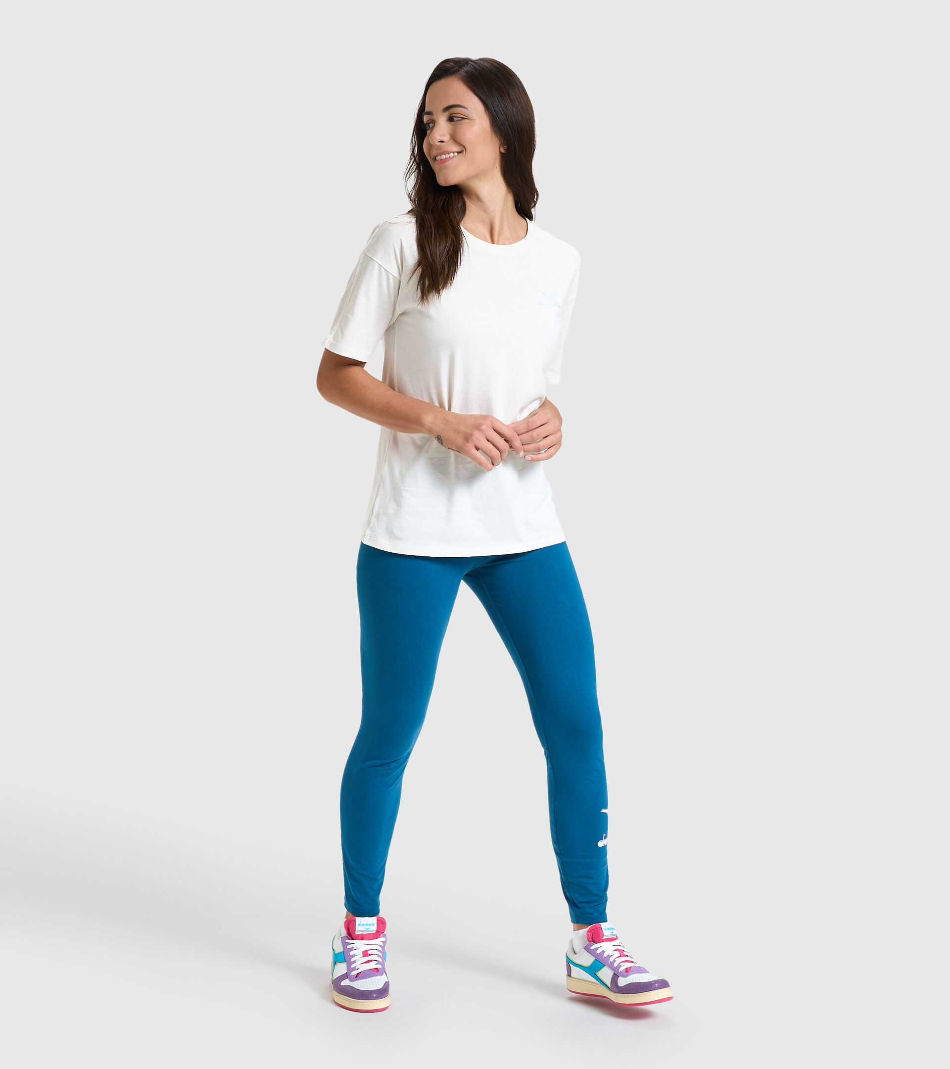 Sports trousers - Women L.LEGGINGS LUSH BLUE MORROCAN - Diadora