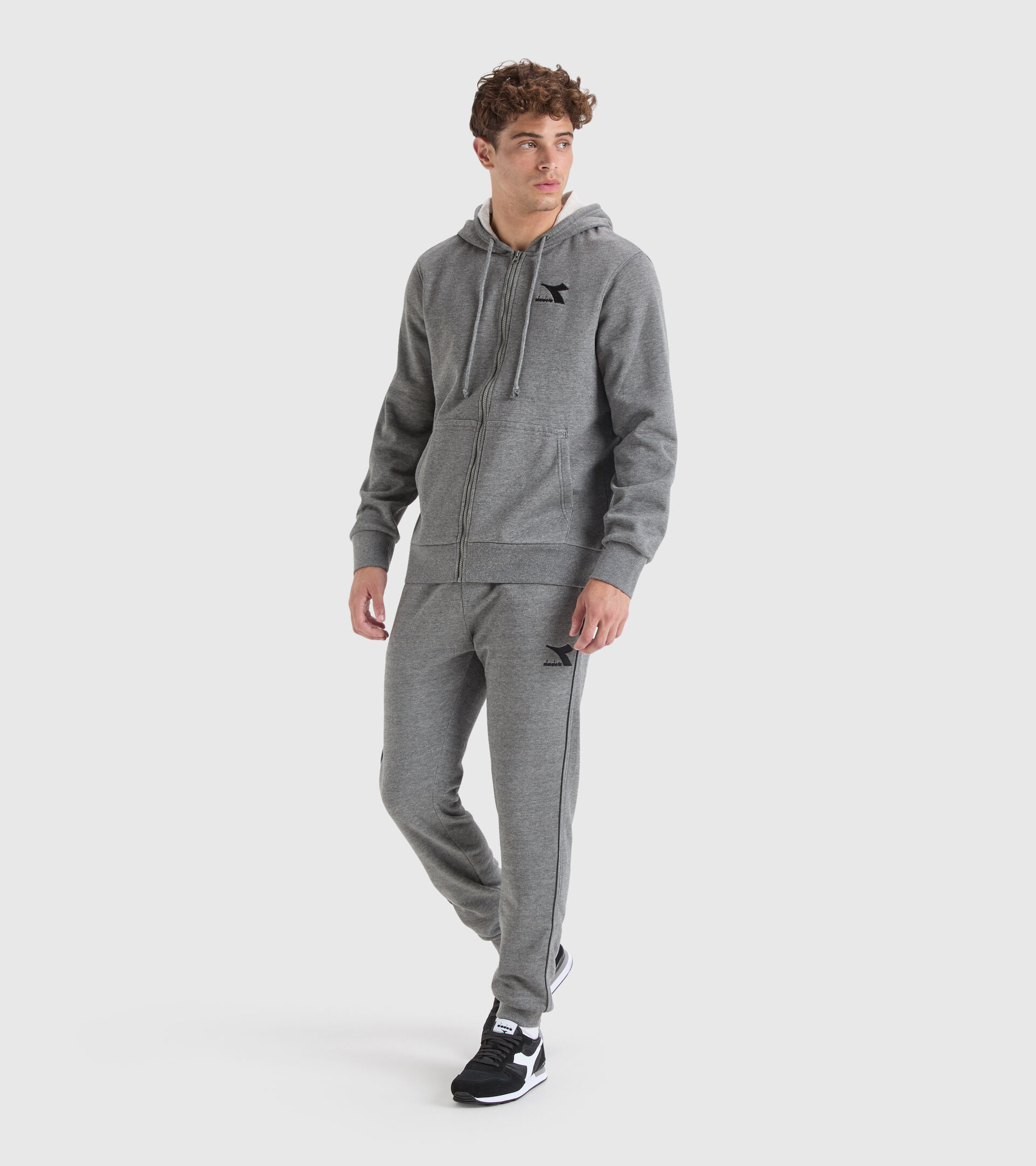 Hooded sweatshirt - Men HOODIE FZ CORE DARK GRAY MELANGE (C6096) - Diadora