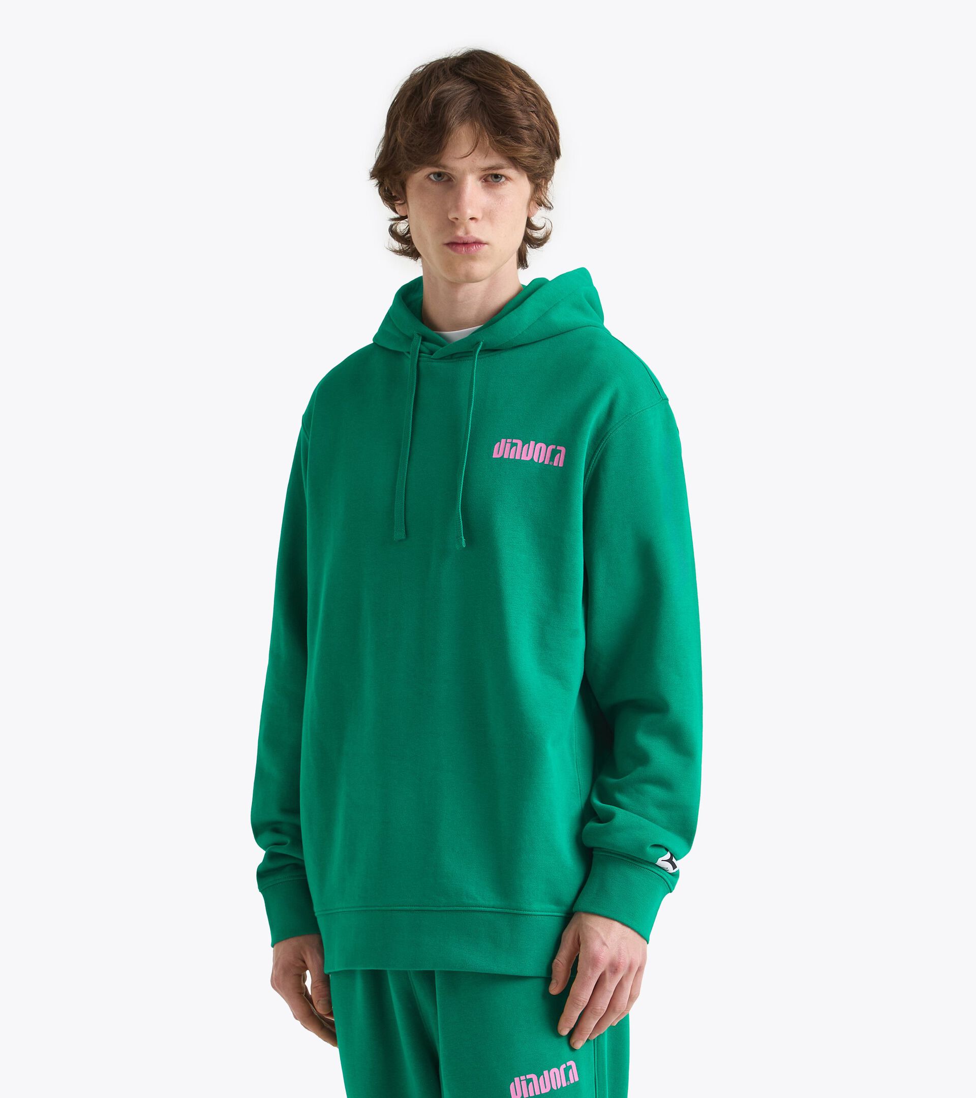 Sudadera casual con capucha - Para todos los géneros HOODIE ATHL. LOGO VERDE 562 C - Diadora