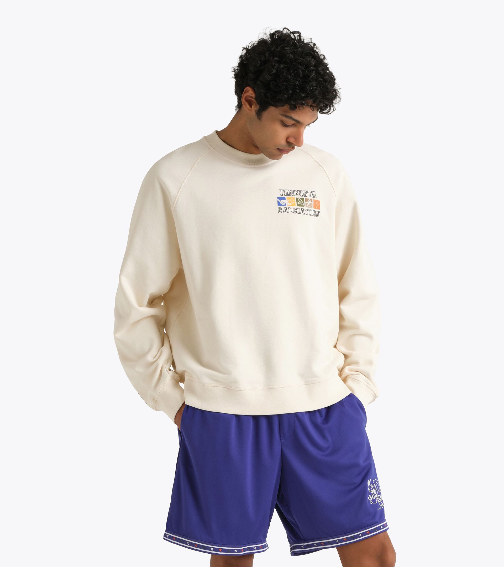Pull &agrave; col rond Legacy - Made in Italy - Pour tous les genres
 SWEATSHIRT CREW LEGACY ALYSSE BLANC - Diadora