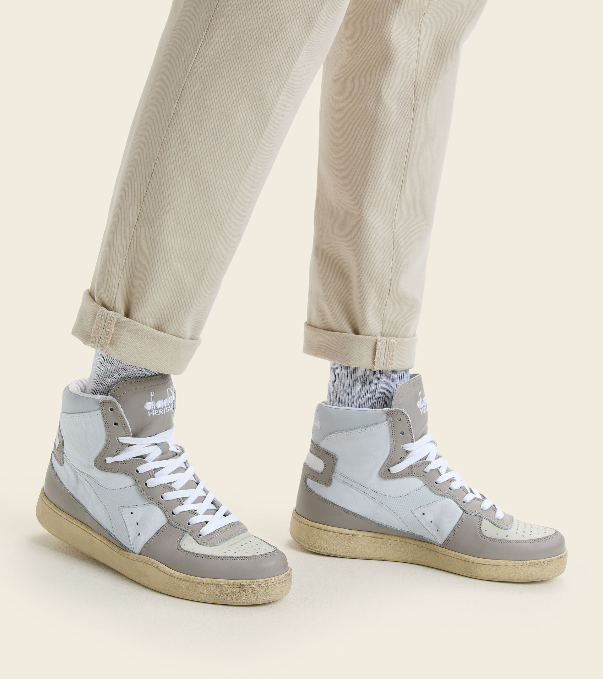 Heritage shoes - Unisex MI BASKET USED WHITE/COBBLESTONE - Diadora