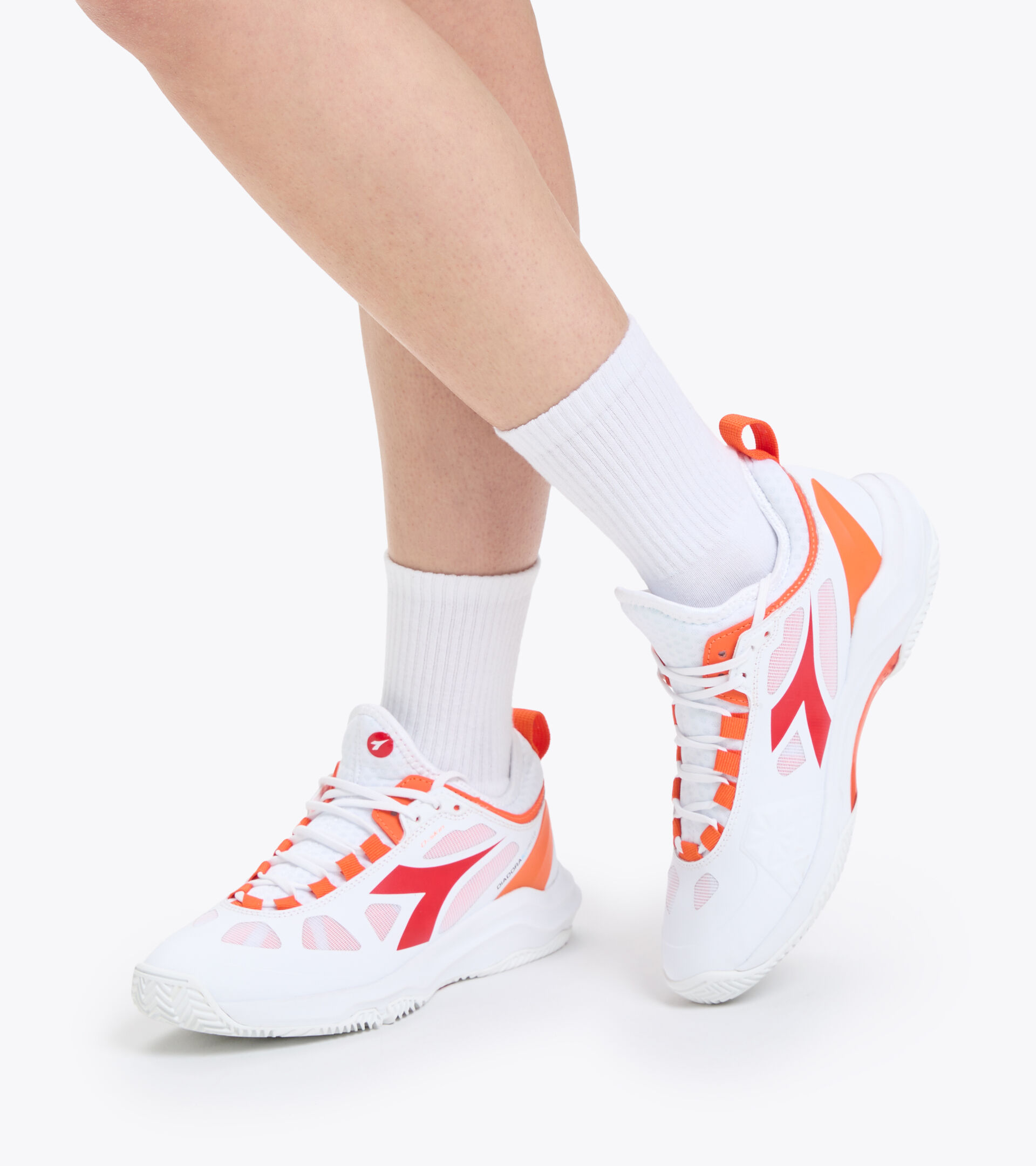 Clay court tennis shoe - Women SPEED BLUSHIELD FLY 3 + W CLAY WHITE/FIERY RED - Diadora