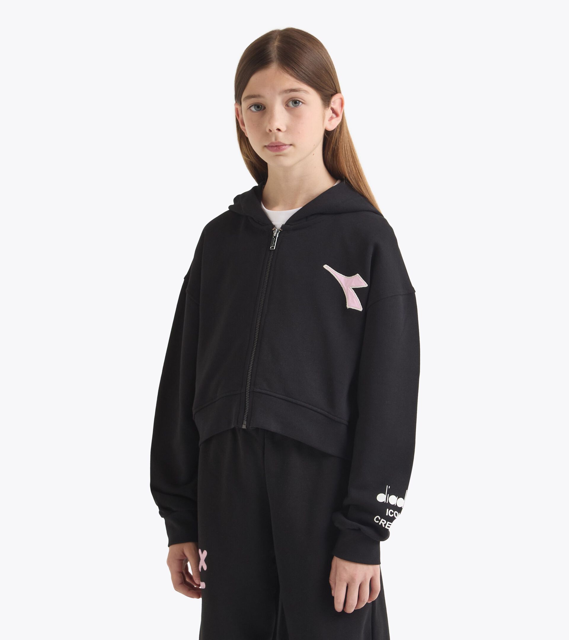Hoodie with faded details - Girl
 JG. HOODIE FZ PINK SMILE BLACK - Diadora