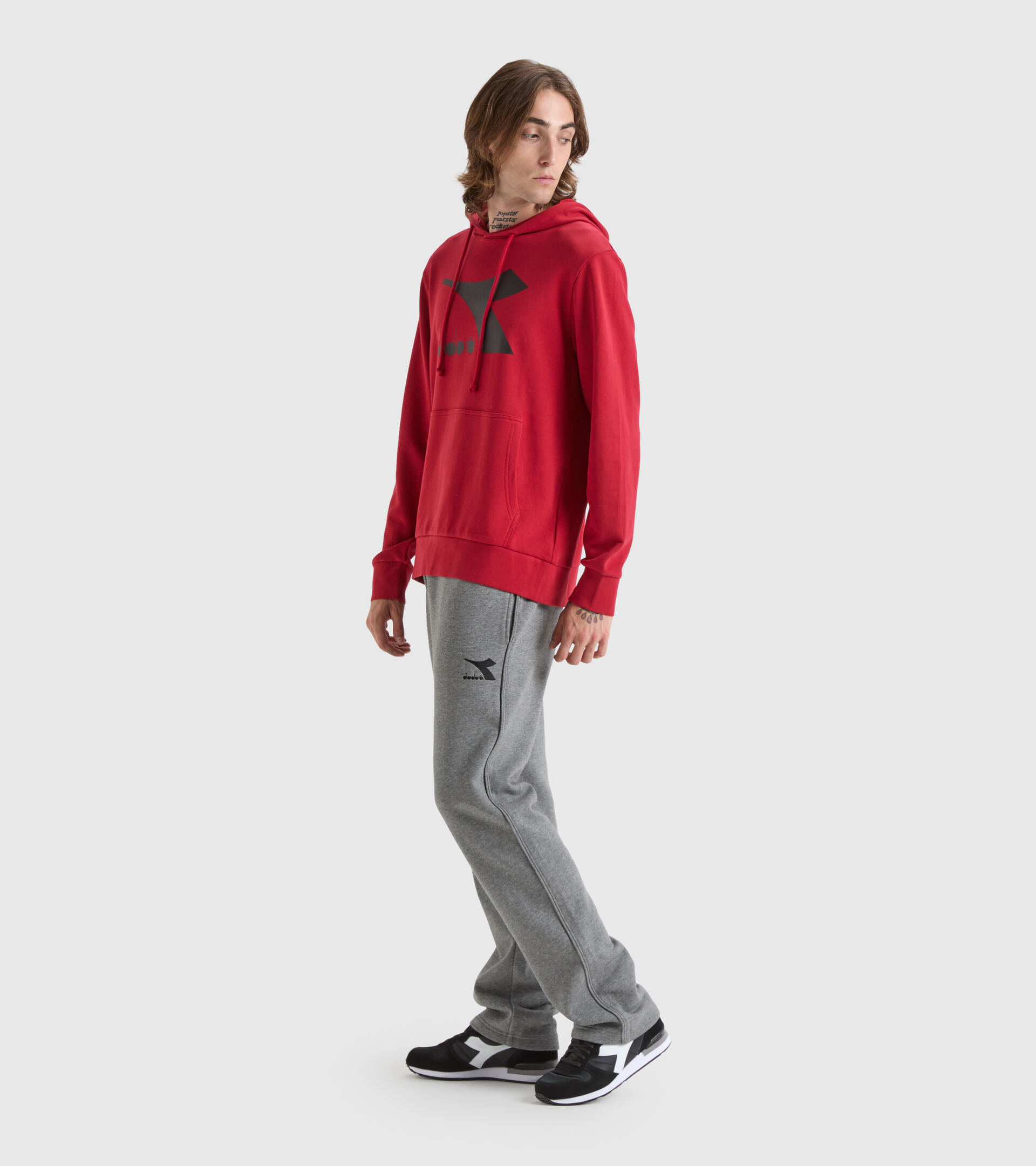 Felpa sportiva con cappuccio - Uomo HOODIE CHROMIA ROSSO SALVIA - Diadora