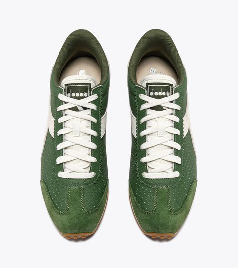Low-profile leather sneaker - All-gender RALLY PUNCHED GREEN BOTANIC - Diadora