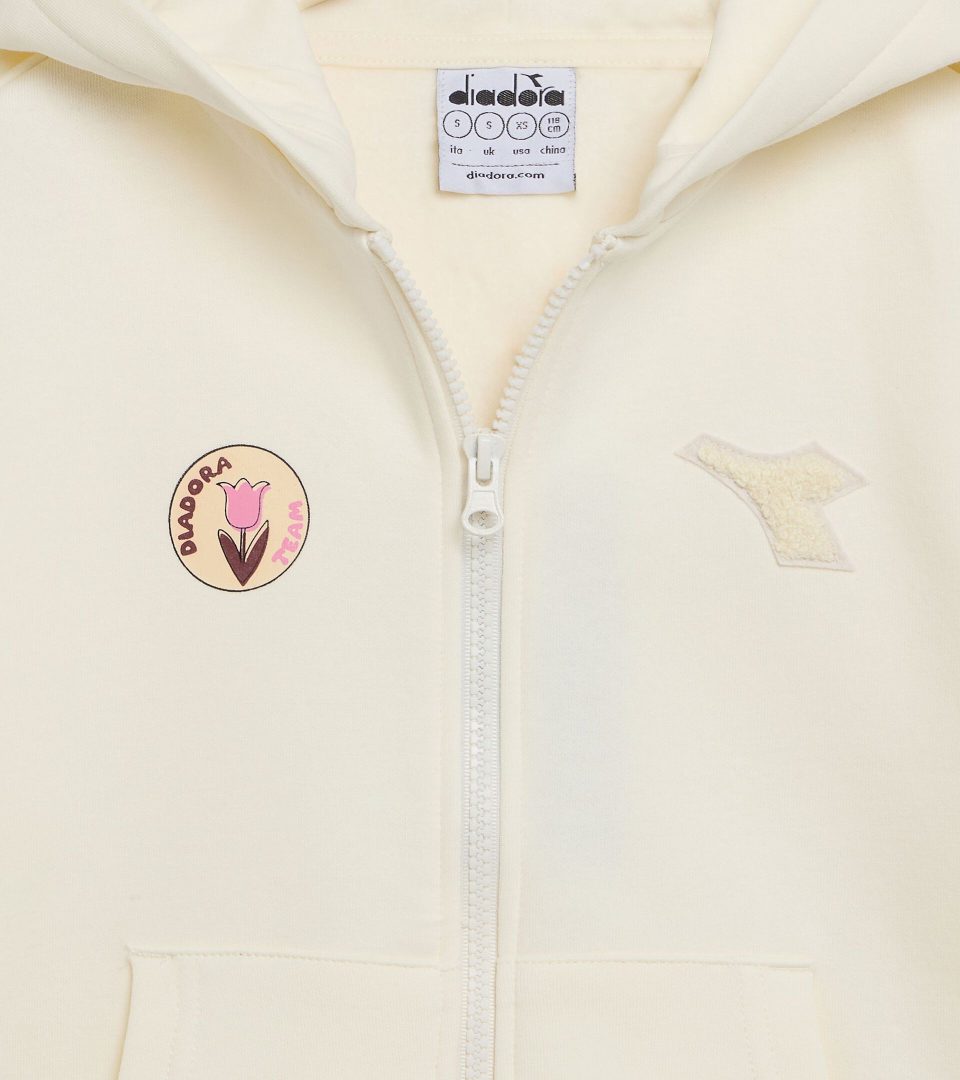Surv&ecirc;tement cotton look - Regular/Relaxed - Fille JG. TRACKSUIT HD FZ LOGO (BR) BLANC GARDENIA - Diadora