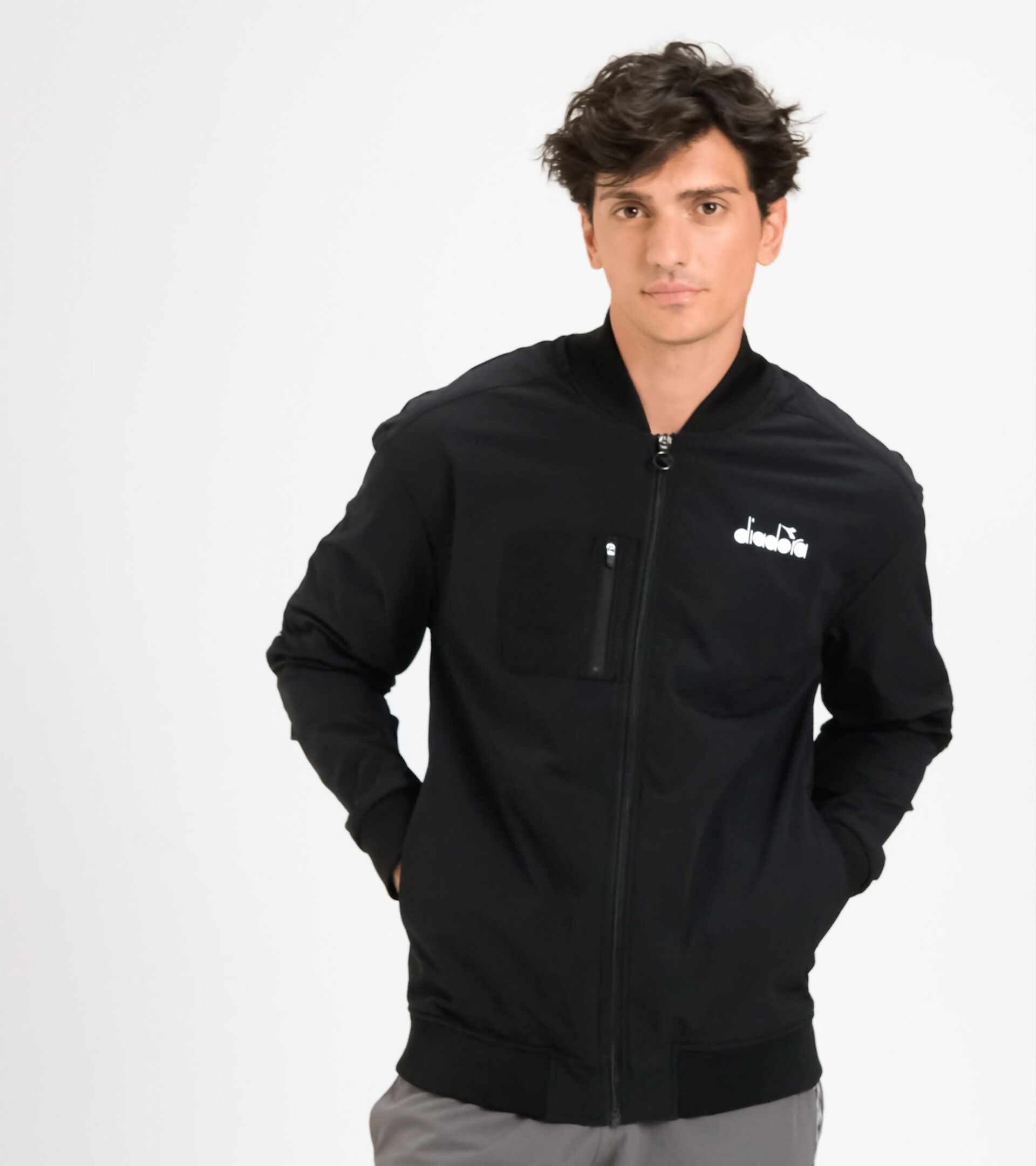 Tennis jacket - Men FZ JACKET CHALLENGE BLACK - Diadora