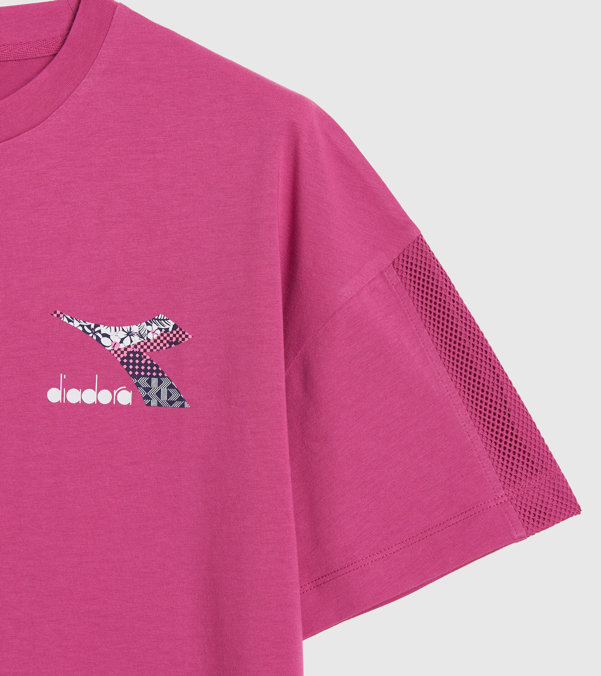 Camiseta deportiva de algodón - Mujer L.T-SHIRT SS FLOSS ROSA IBIS - Diadora
