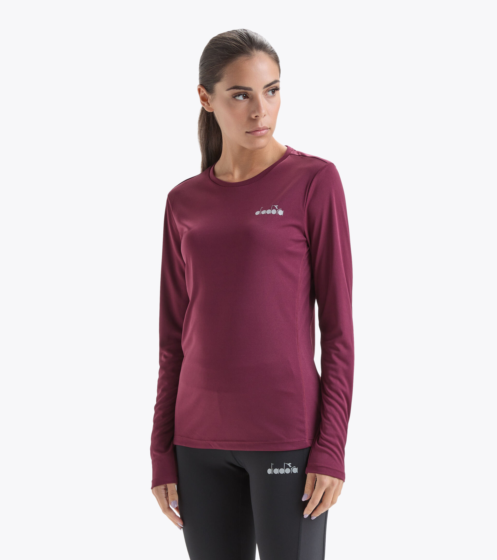 Running T-shirt - Women L. LS CORE TEE VIOLET PORT ROYALE - Diadora