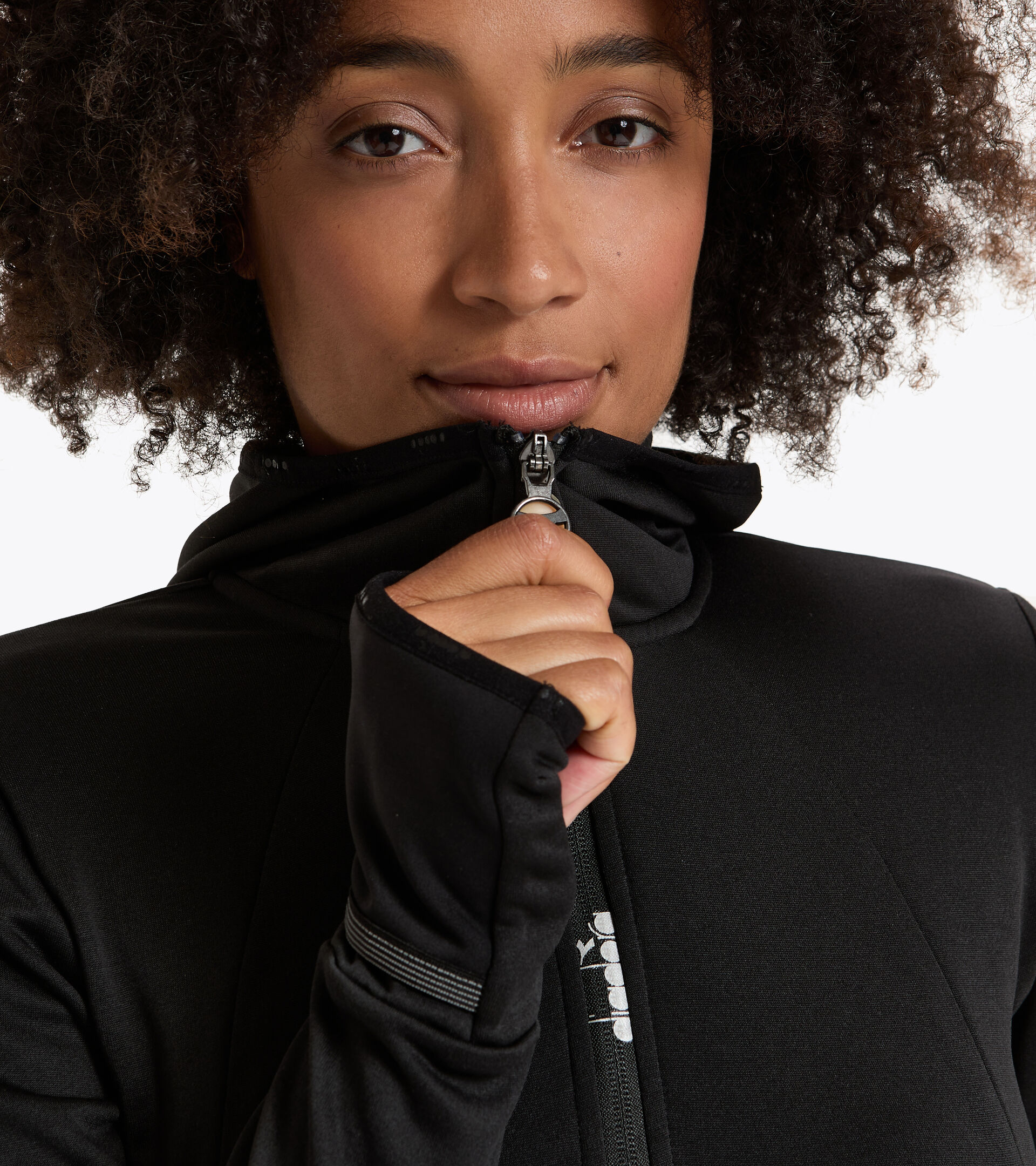 Winter hooded running sweatshirt - Women L. HD WARM UP WINTER SWEAT BLACK - Diadora