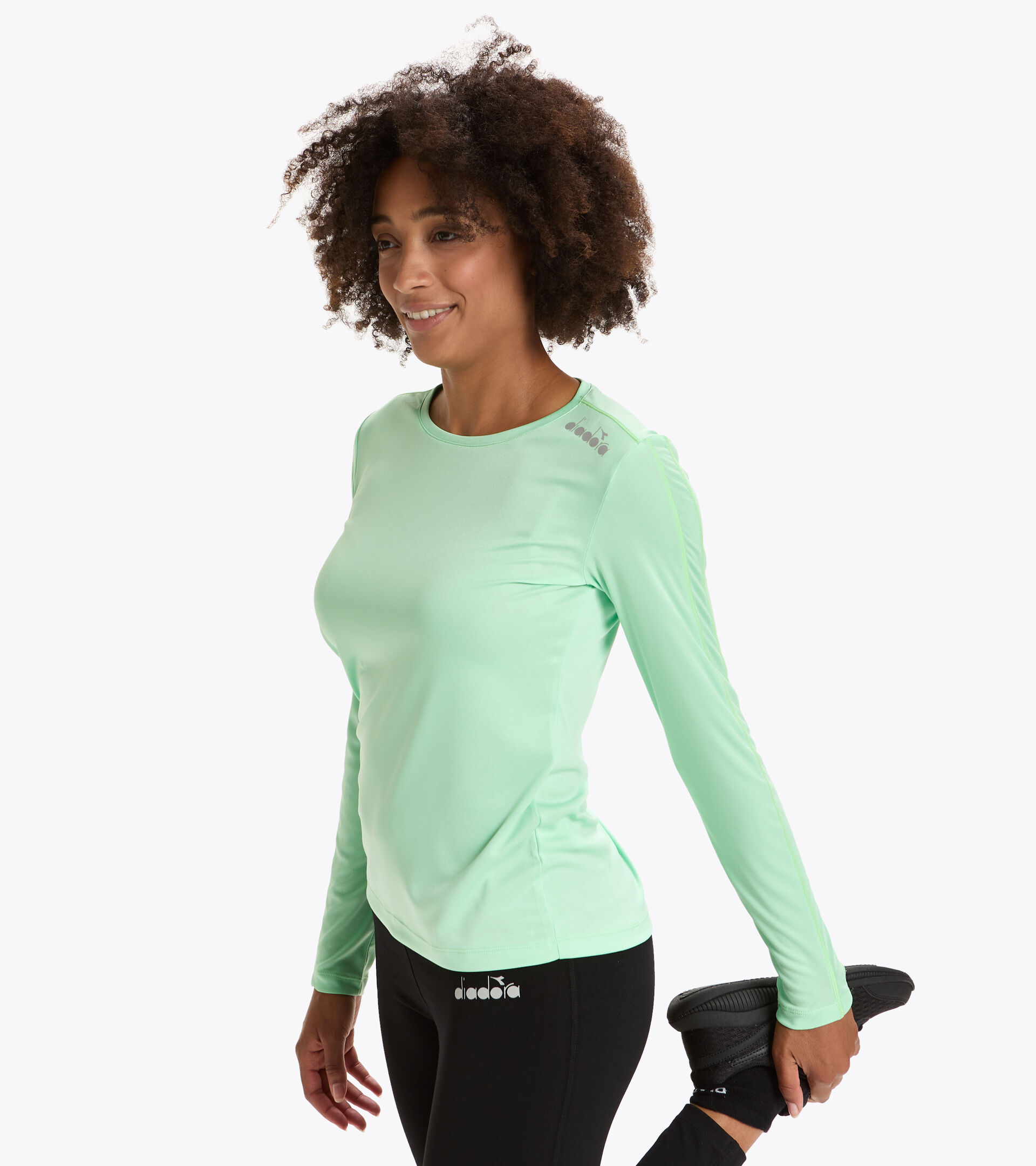 Running T-shirt - Women L. LS CORE TEE GREEN ASH - Diadora
