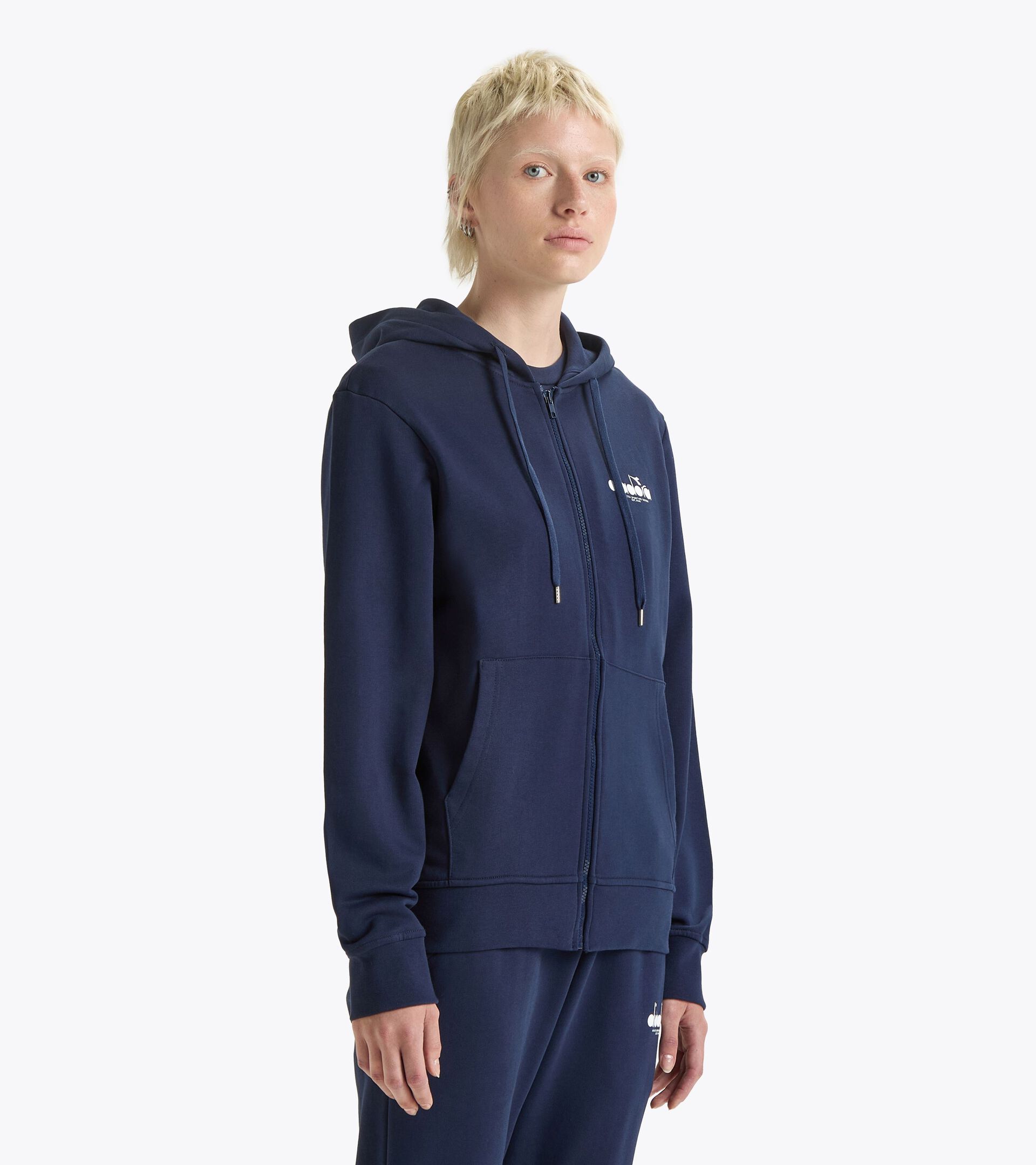 Zipped hoodie - All-Gender HOODIE FZ LOGO CLASSIC NAVY - Diadora