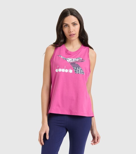 Camiseta sin mangas deportiva de algodón - Mujer L. TANK FLOSS ROSA IBIS - Diadora