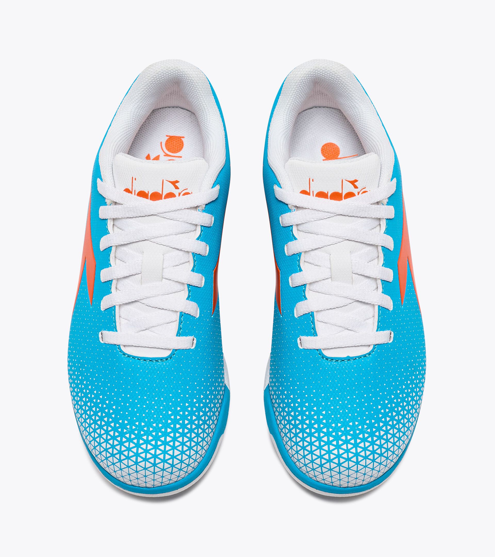 Chaussures de football junior PICHICHI 6 TF JR CYAN BLEU FLUO/BLANC/ORANGE - Diadora