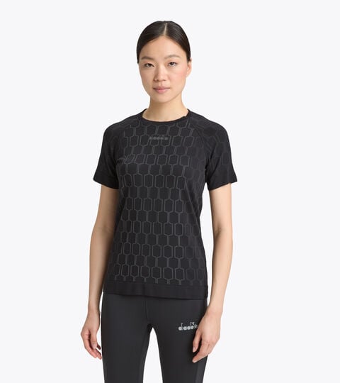 Camiseta para correr - Mujer L. SS SKIN FRIENDLY T-SHIRT NEGRO - Diadora