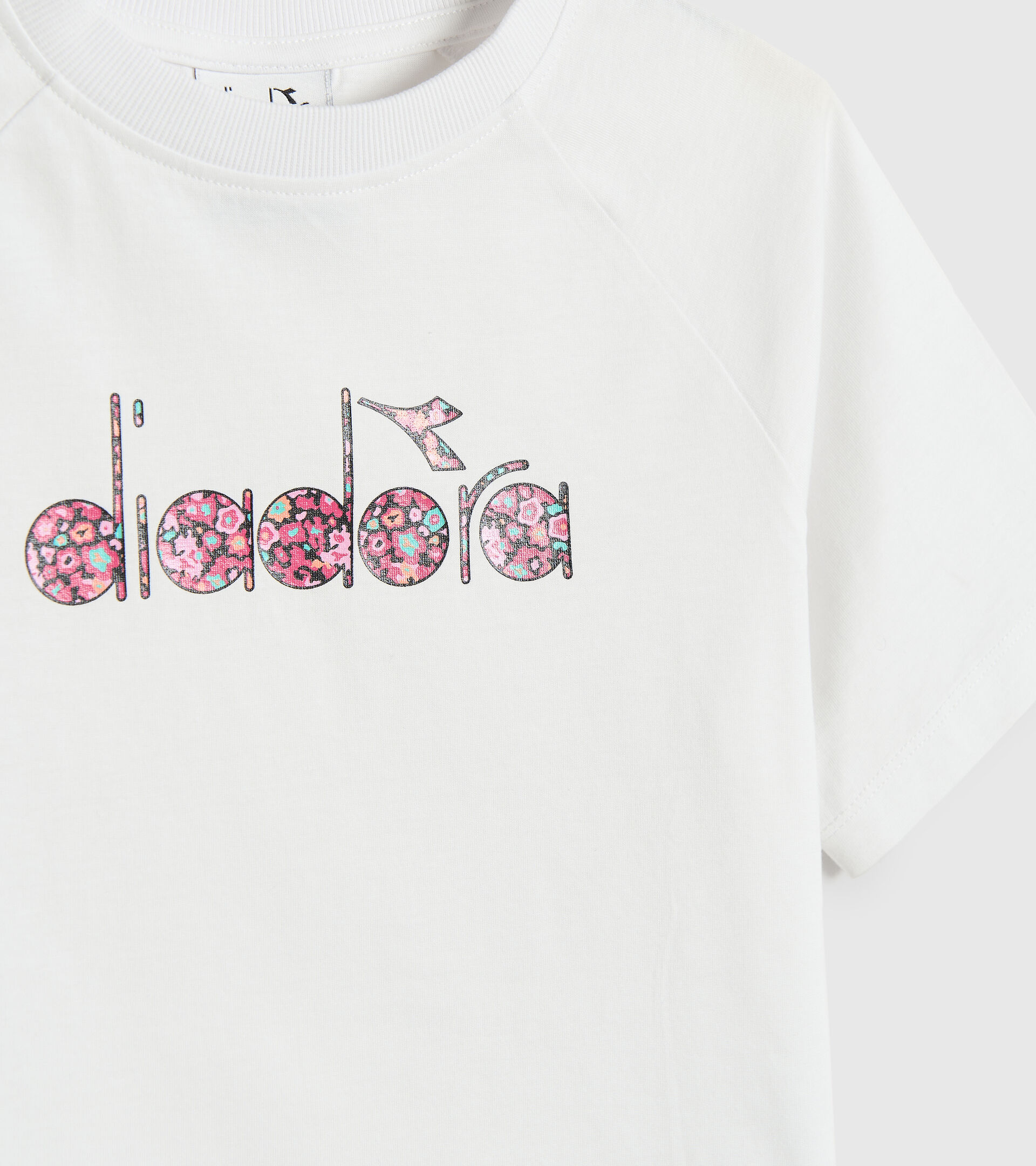 Cotton sports T-shirt - Girls JG.T-SHIRT SS BLOSSOM OPTICAL WHITE - Diadora