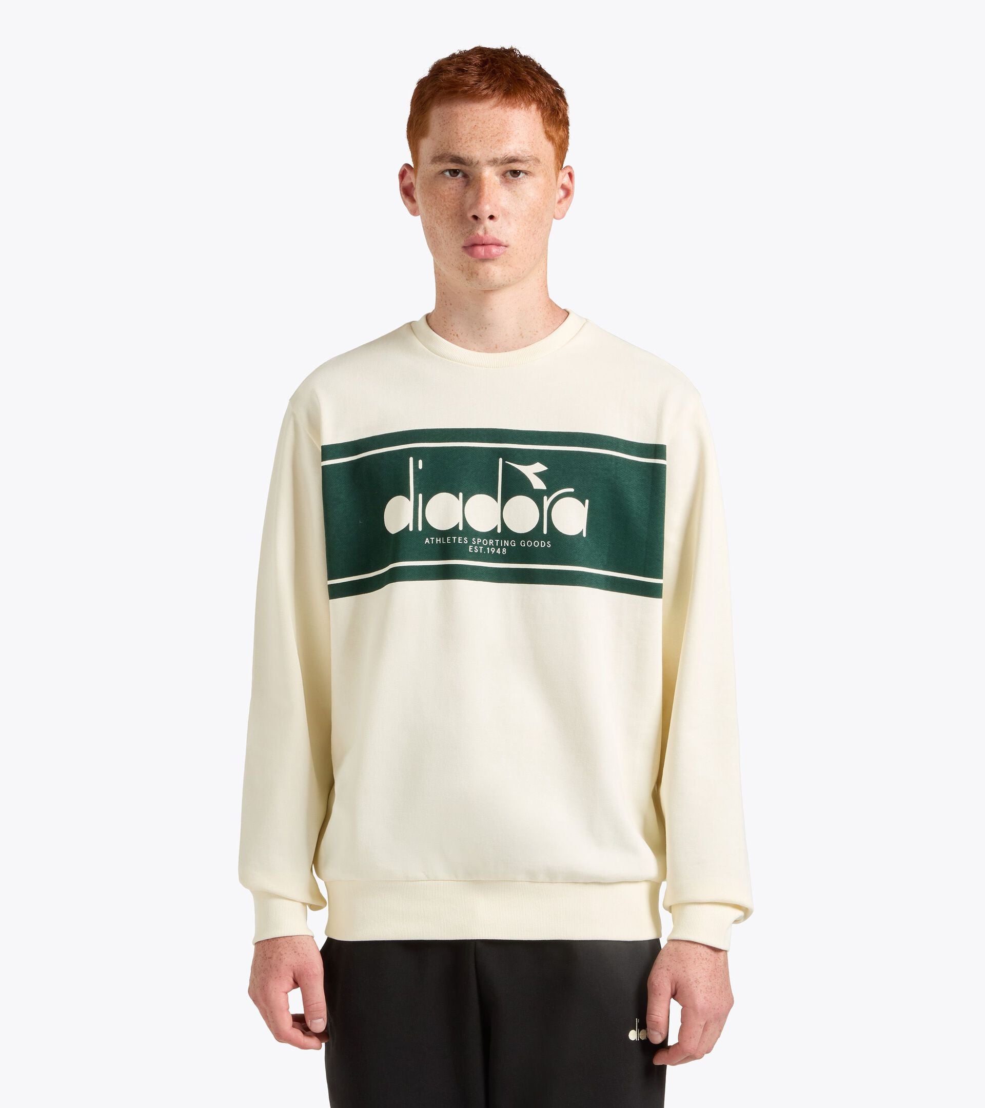 Jersey Sweatshirt - Regular fit - Men&rsquo;s LOGO CREW SWEATSHIRT (FT) WHISPER WHITE - Diadora