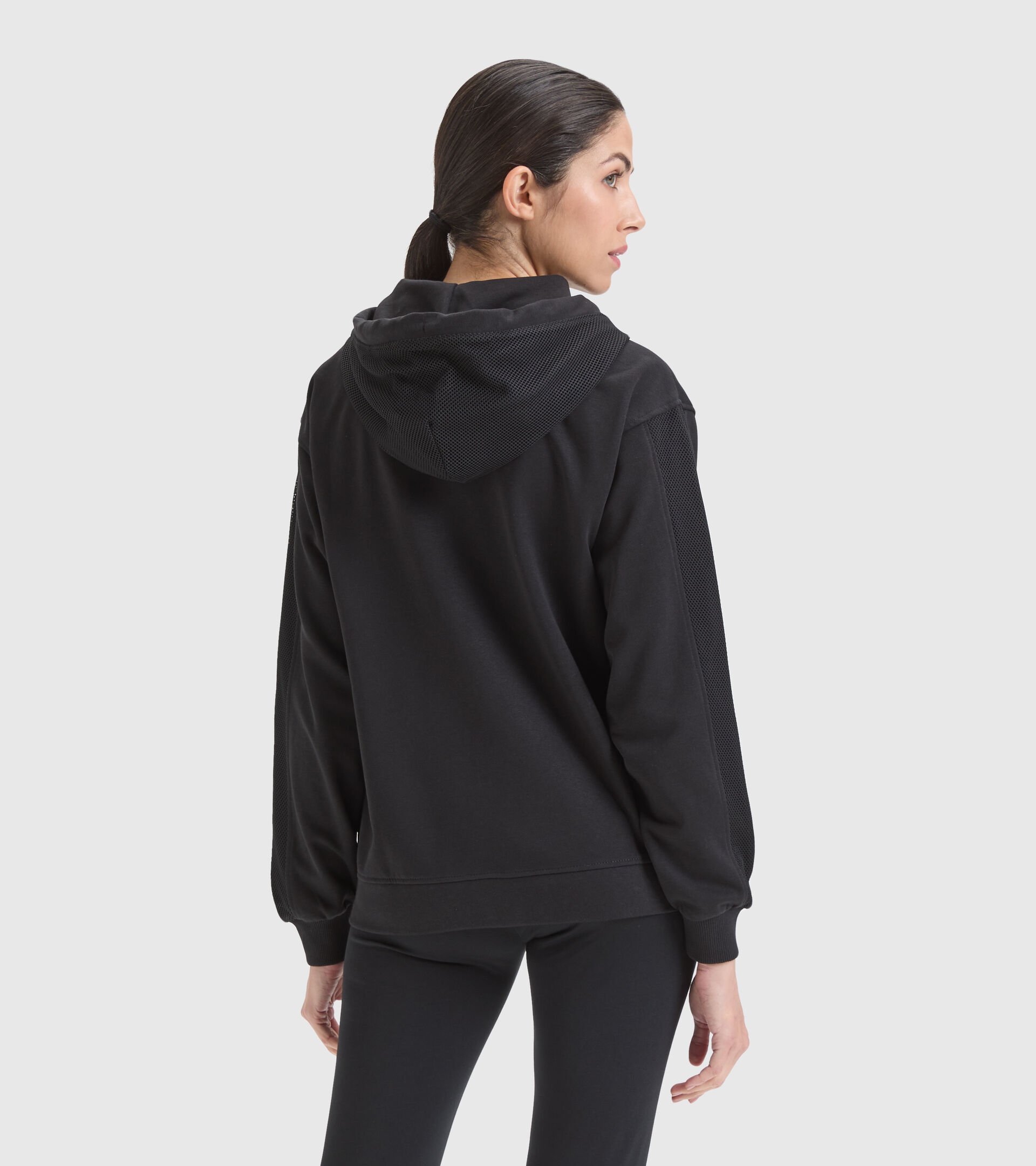 Cotton sports sweatshirt - Women L. HOODIE FZ FLOSS BLACK - Diadora