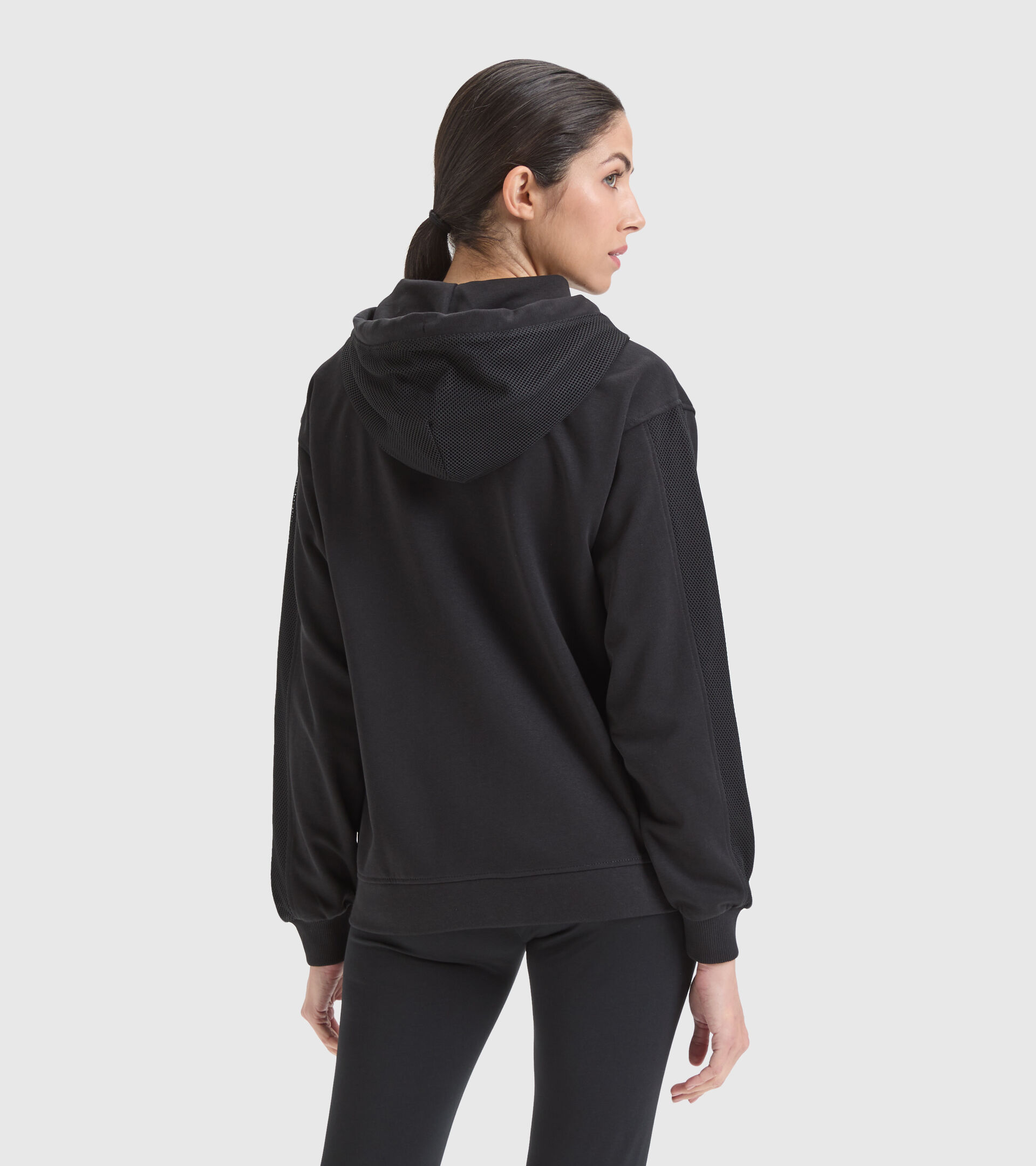 Sweat-shirt de sport en coton - Femme L. HOODIE FZ FLOSS NOIR - Diadora