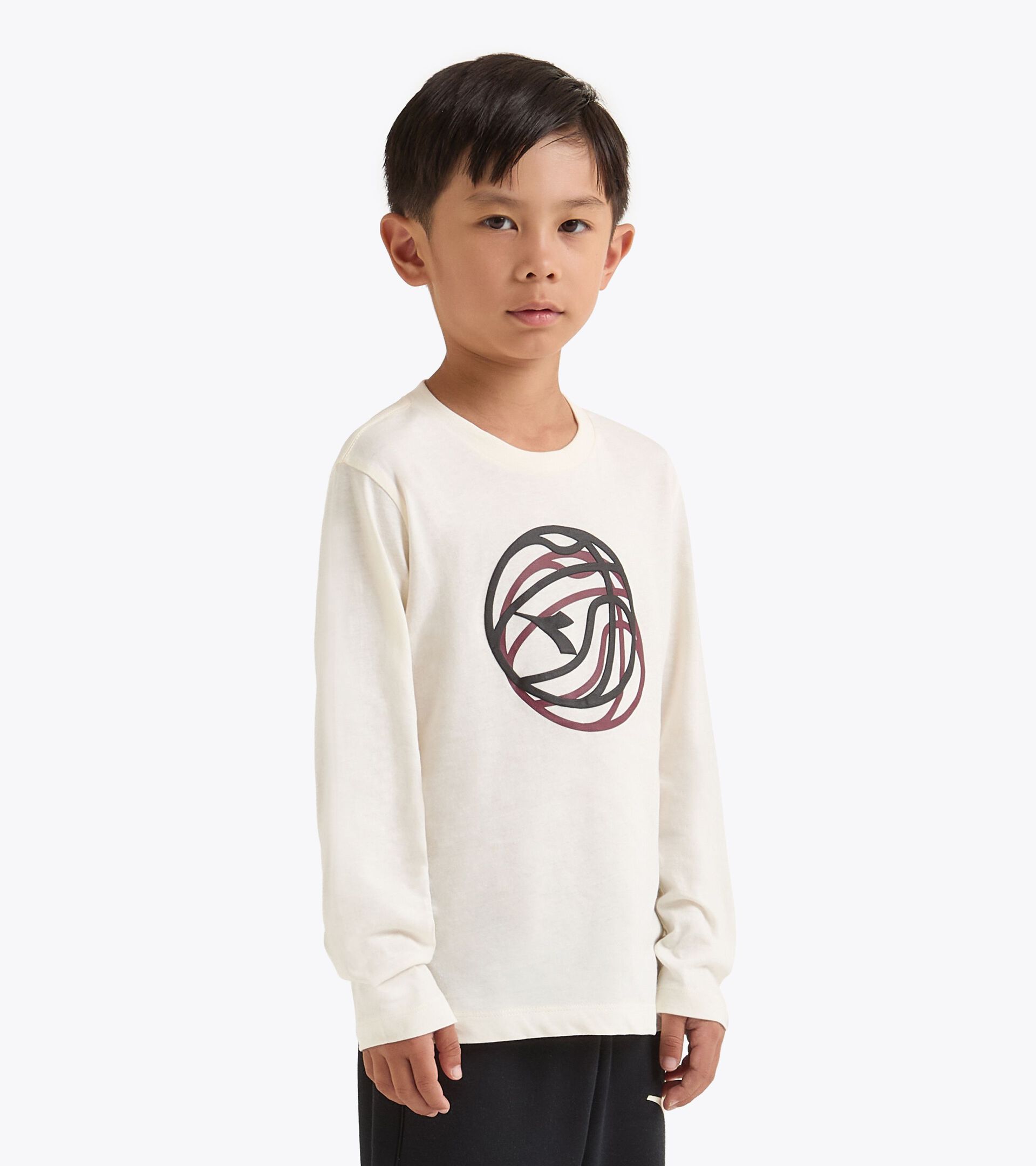 Cotton long-sleeved t-shirt - Boy 
 JB. T-SHIRT LS LOGO GARDENIA WHITE - Diadora