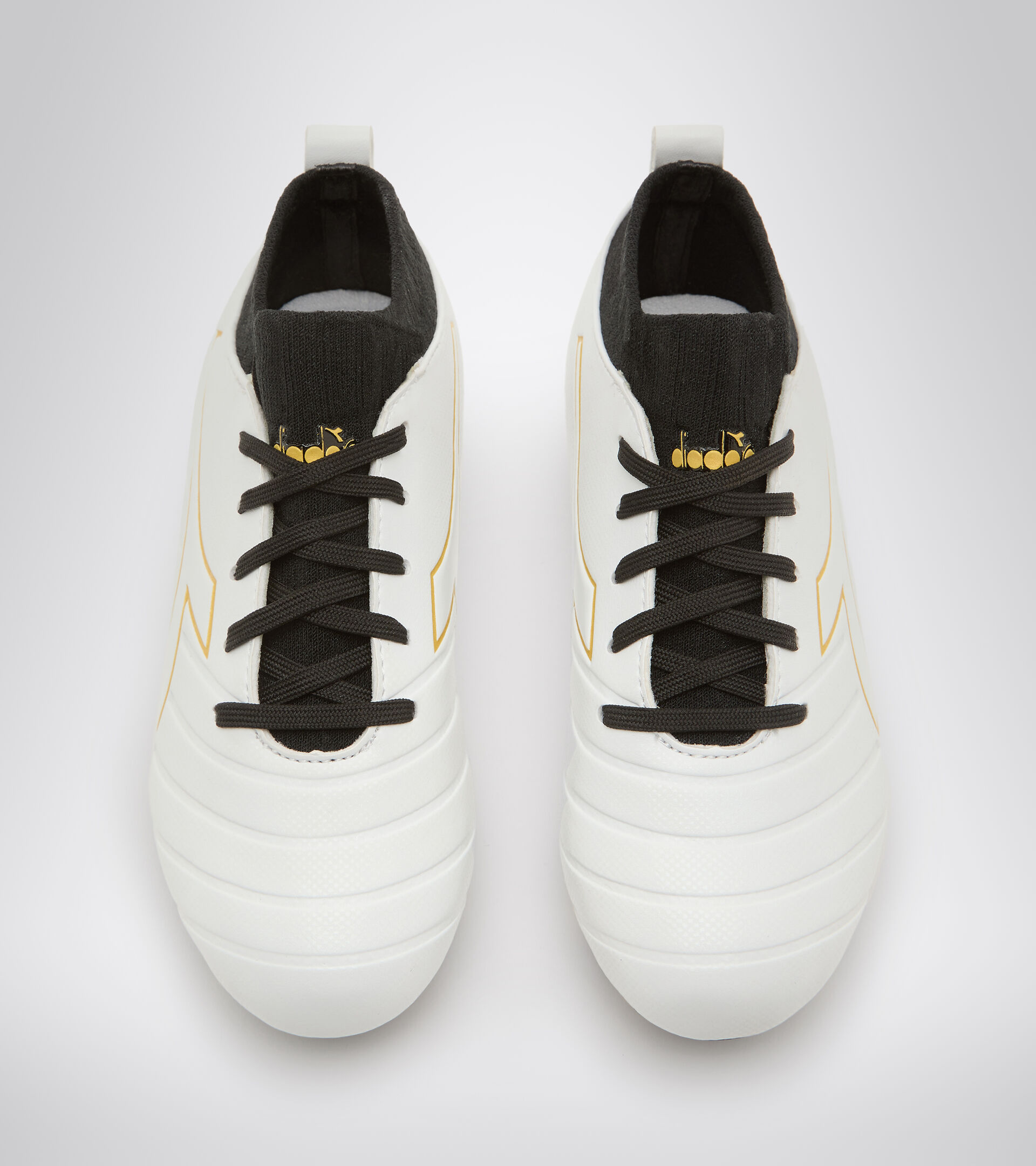 Botas de fútbol para terrenos compactos - Unisex Niño BRASIL ELITE R LPU JR BLANCO/ORO MARRON - Diadora