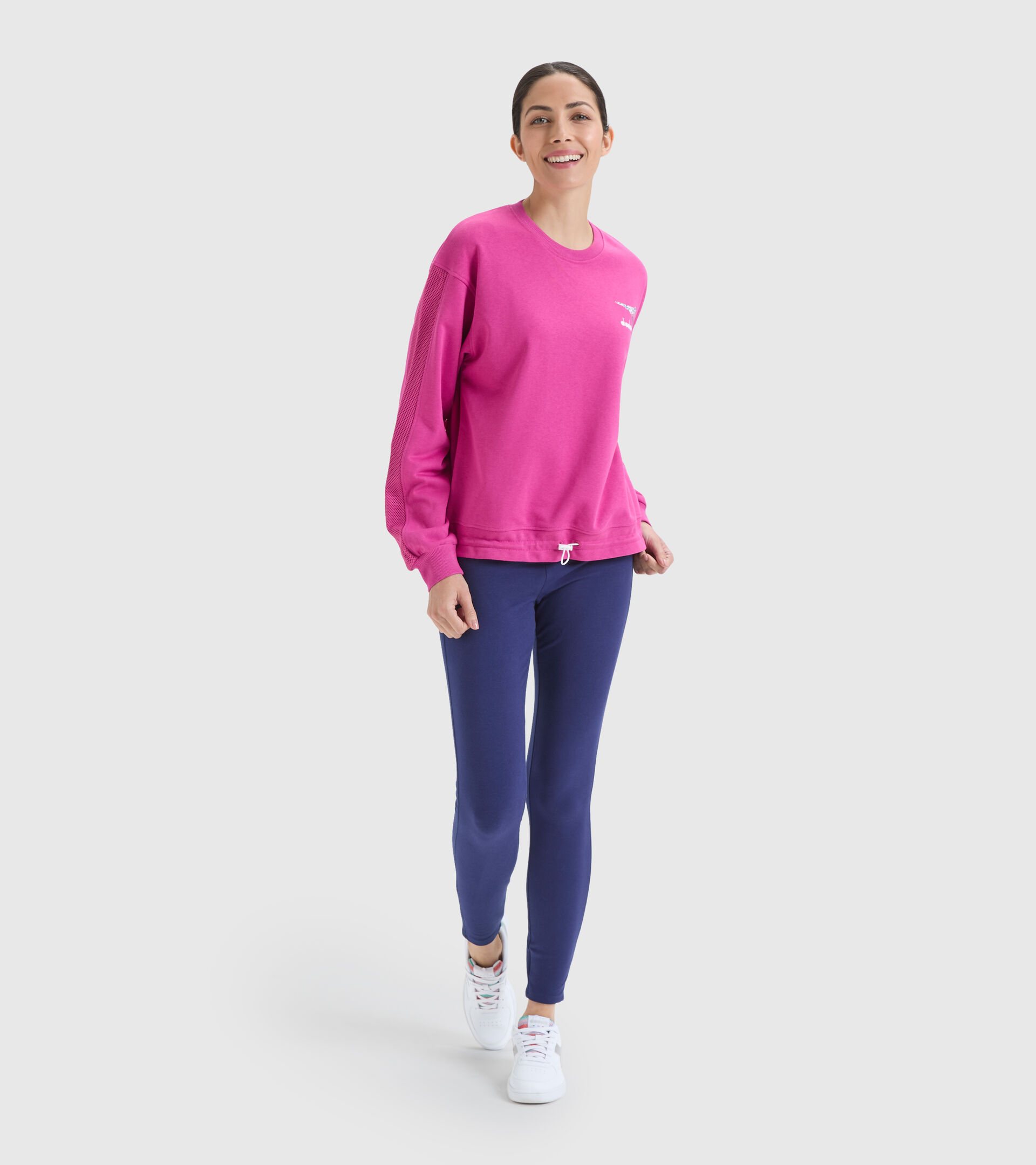 Cotton sports sweatshirt - Women L.SWEAT FLOSS PINK IBIS - Diadora