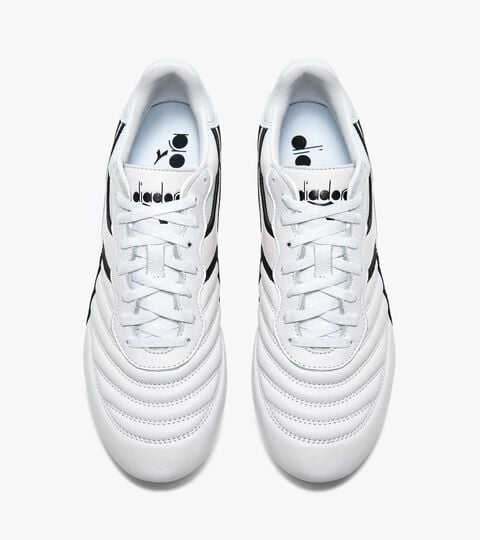 BRASIL LT+ MDPU, WHITE/BLACK Leather calcio boots for firm ground - Men's BRASIL LT+ MDPU WHITE/BLACK - Diadora