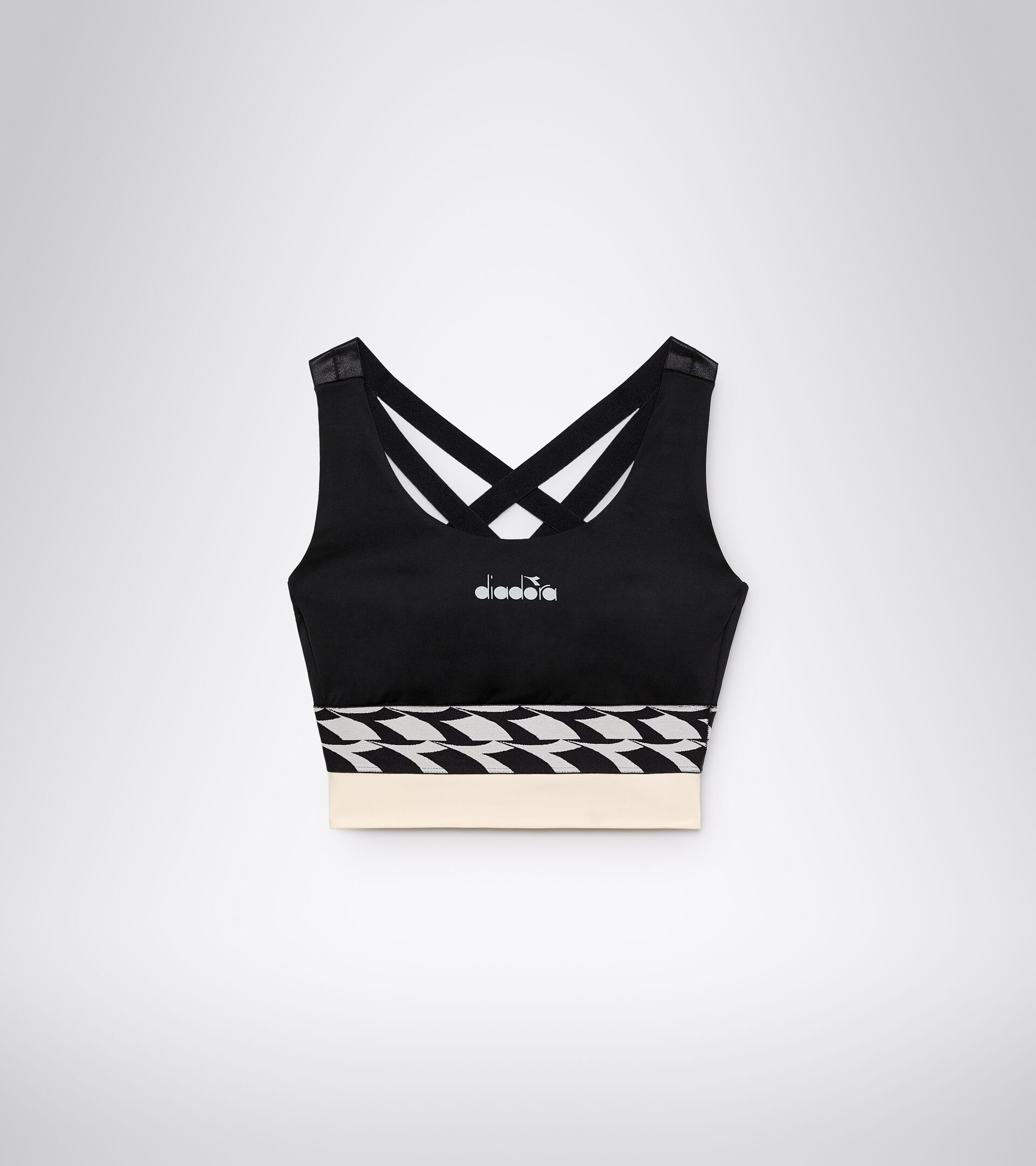Sports bra for running - Women L. MEDIUM SUPPORT BRA WHISPER WHITE/BLACK - Diadora