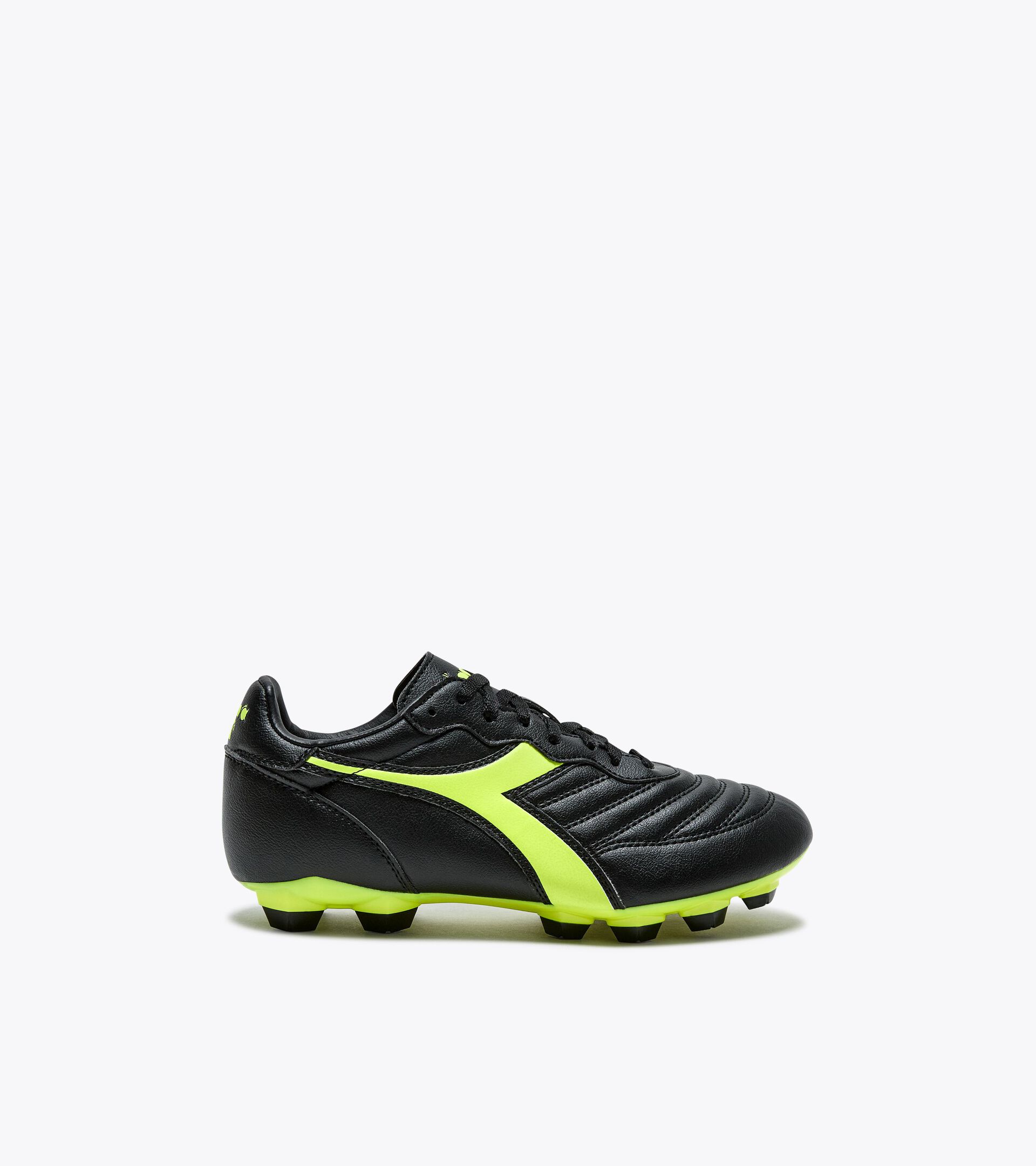 Calcio boots for firm ground - Junior BRASIL R LPU JR BLACK/FLUO YELLOW DIADORA - Diadora