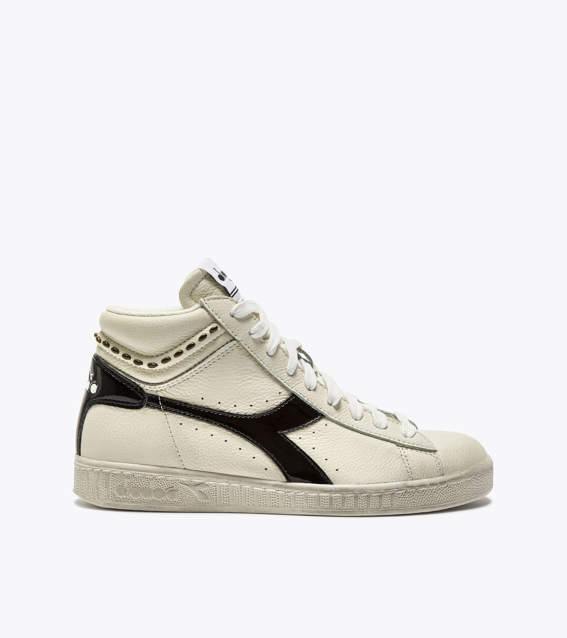 Zapatilla retro-tenis alta - Mujer GAME L HIGH WAXED STUDS WN BLANCO/NEGRO - Diadora