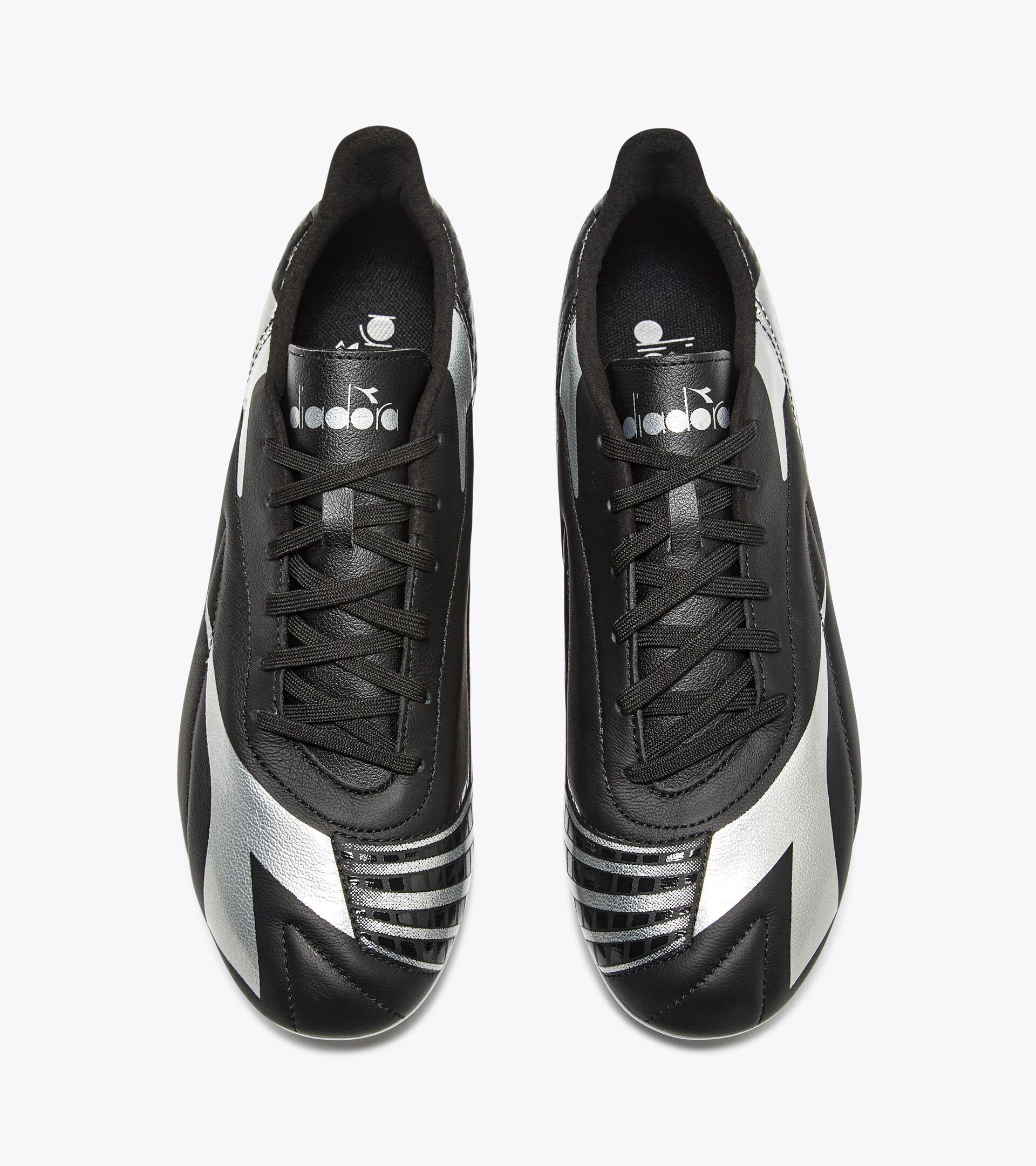 Leather calcio boots for firm ground - Men's MAXIMUS ELITE LT SLP12 BLACK /SILVER DD - Diadora