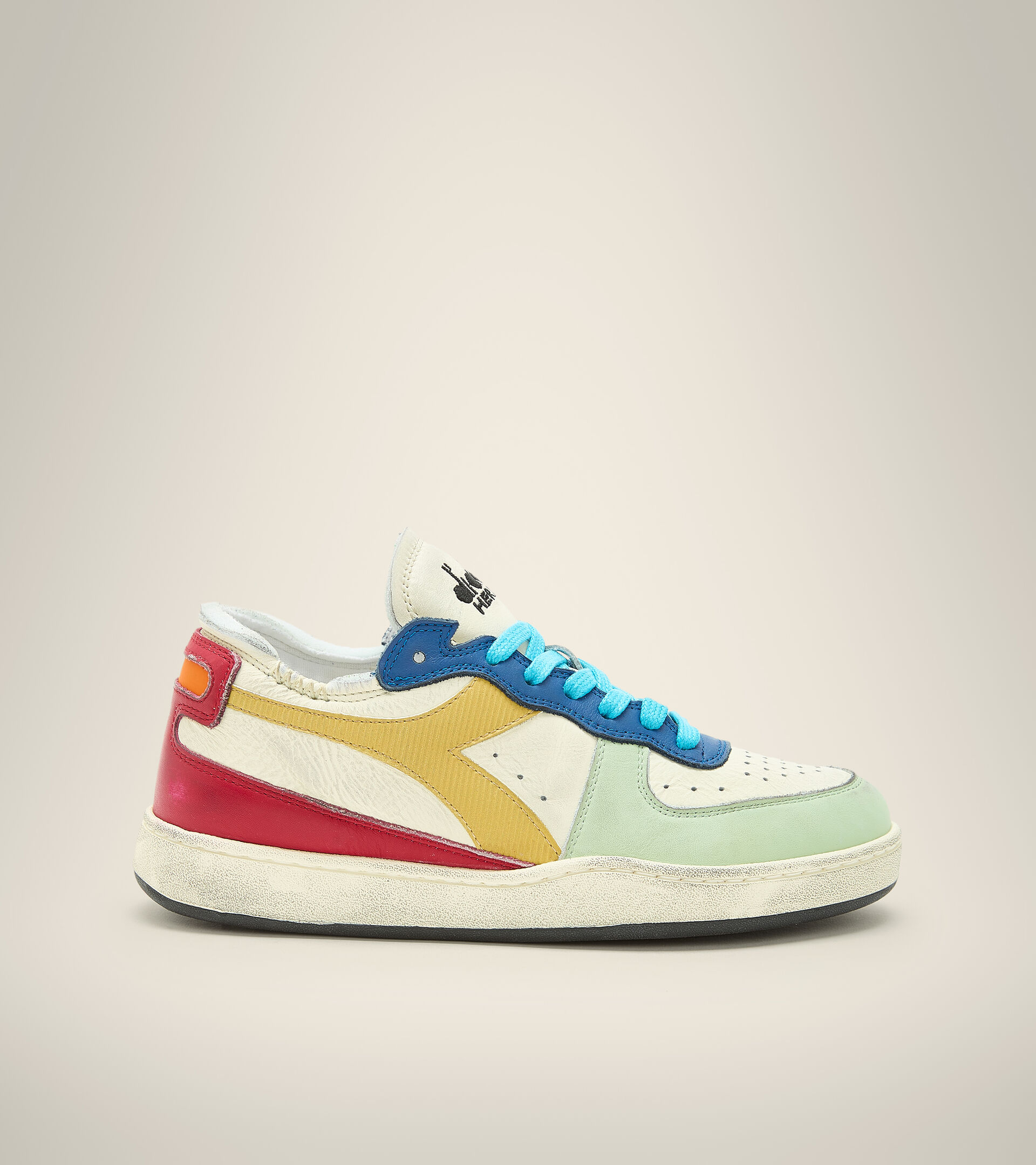 Heritage shoe - Unisex MI BASKET ROW CUT WINTER WHITE/CHILI PEPPER - Diadora