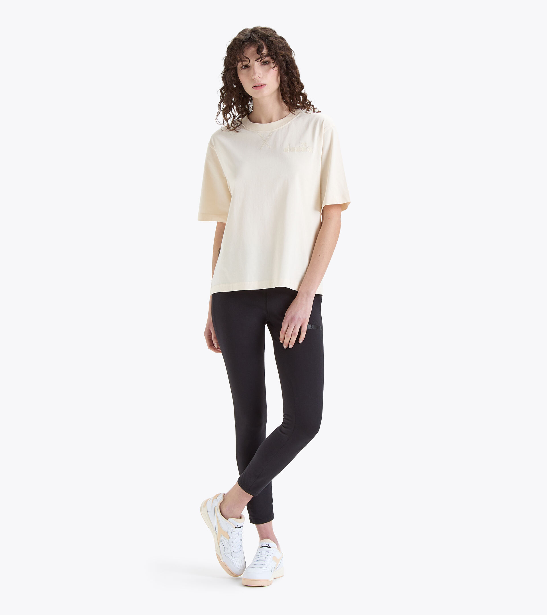 T-shirt en coton - Femme L. T-SHIRT SS SPW LOGO BLANC CYGNE - Diadora