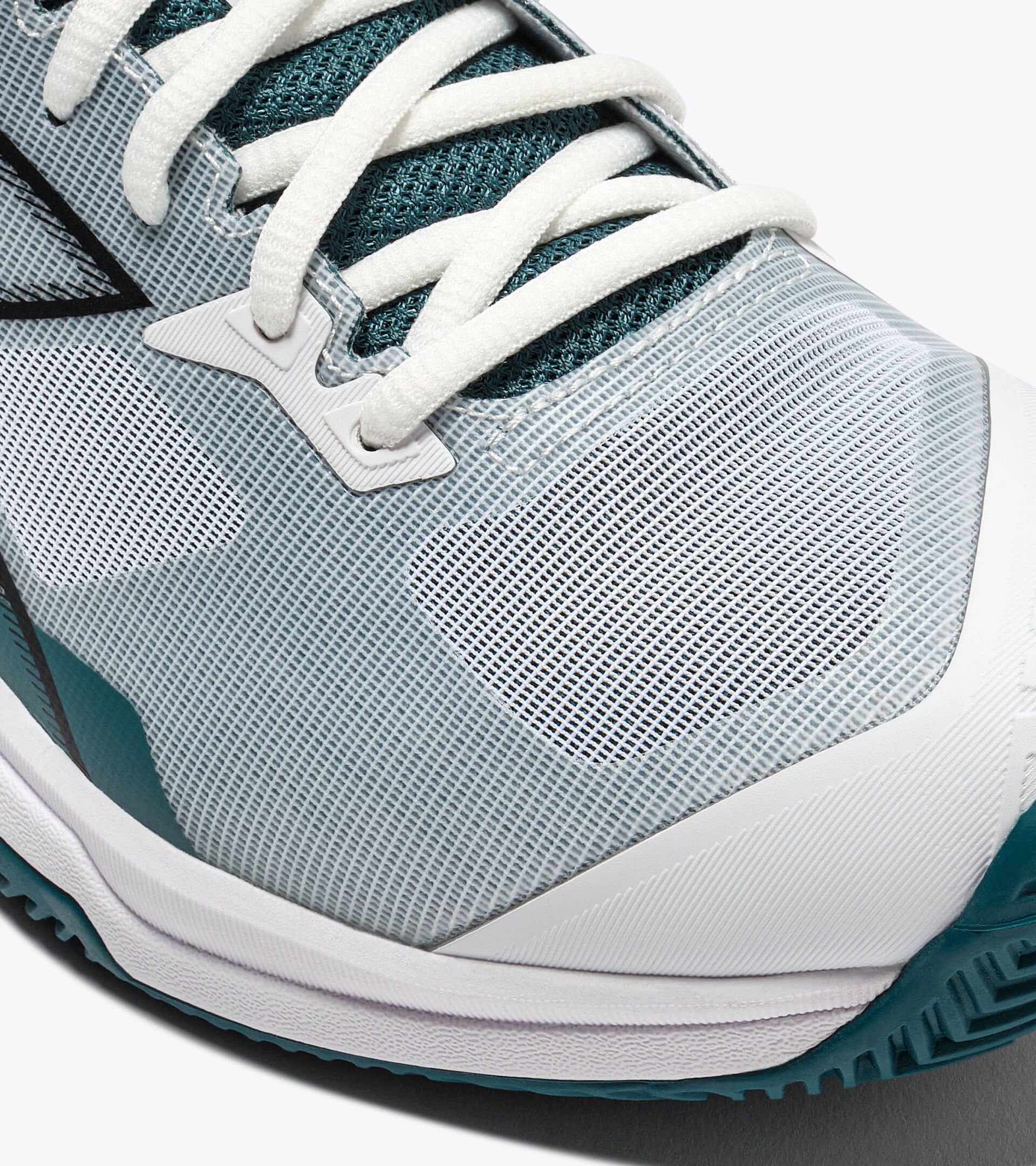 Tennis Shoe for Clay Courts - Stability - Men&rsquo;s
 TROFEO 4 CLAY WHITE /BLACK/SHADED SPRUCE - Diadora