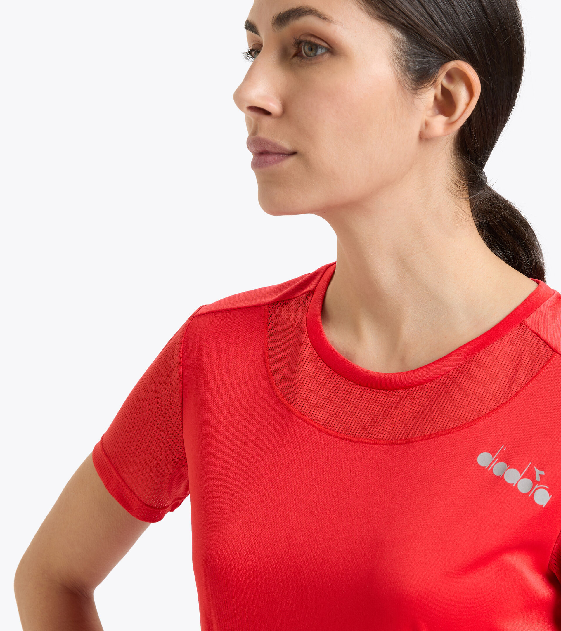 T-shirt de running en polyester - Femme L. SS CORE TEE ROUGE ARDENT - Diadora